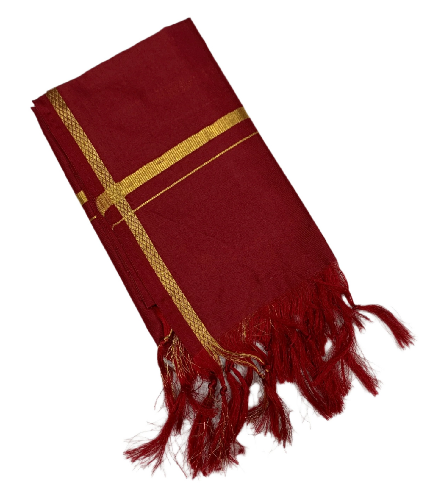 2 Mulam Silk Pooja Towel Maroon Colour