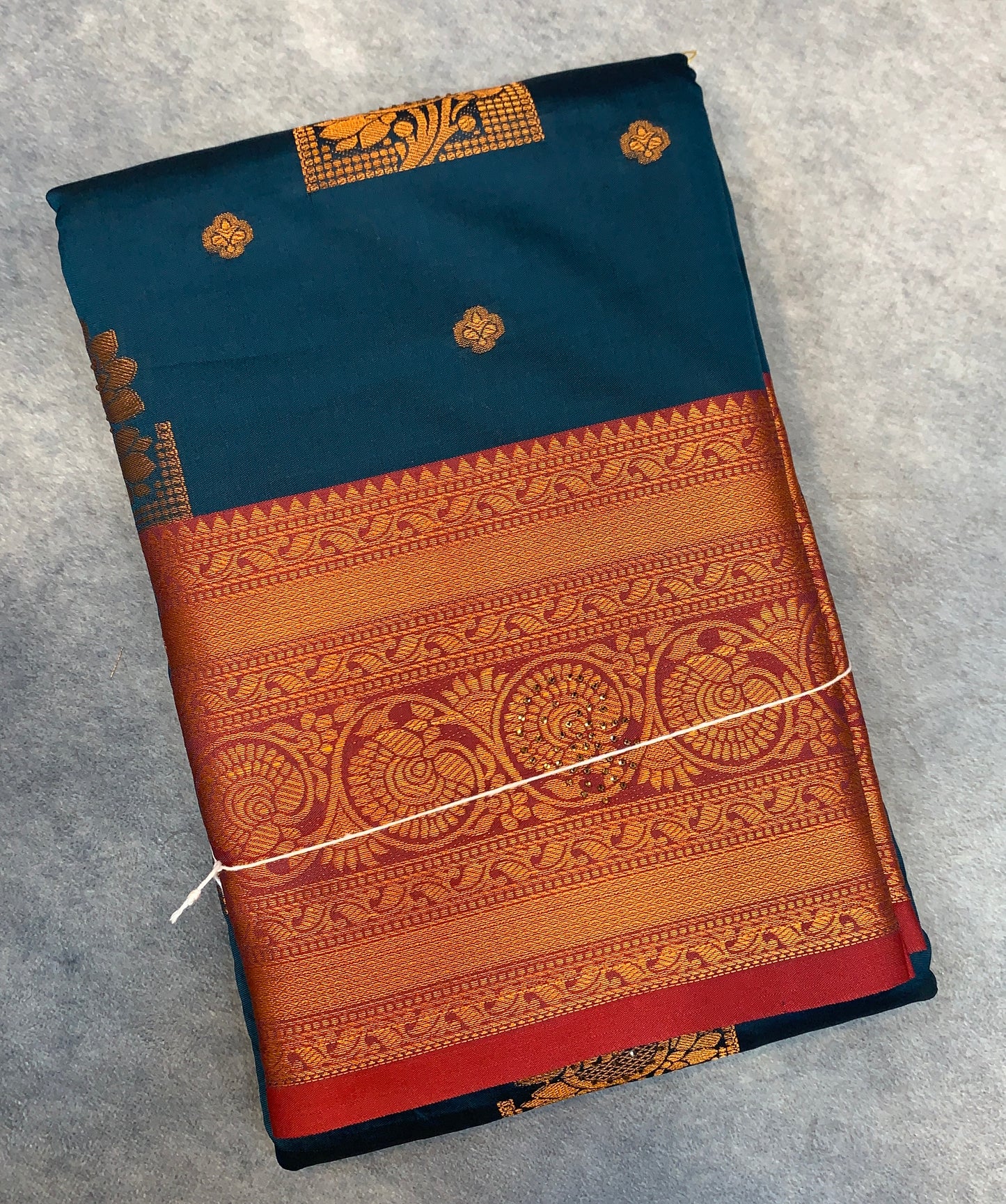 Soft Silk Casual Saree Dark Blue Colour with Maroon and Golden Colour Border