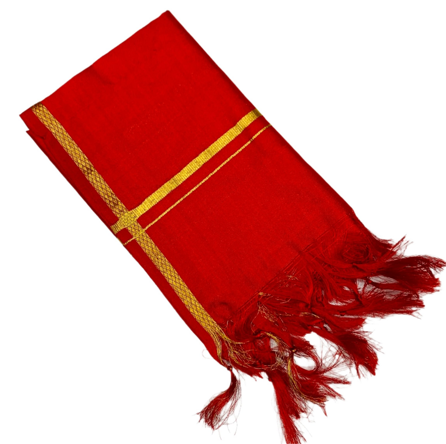 2 Mulam Silk Pooja Towel Red Colour