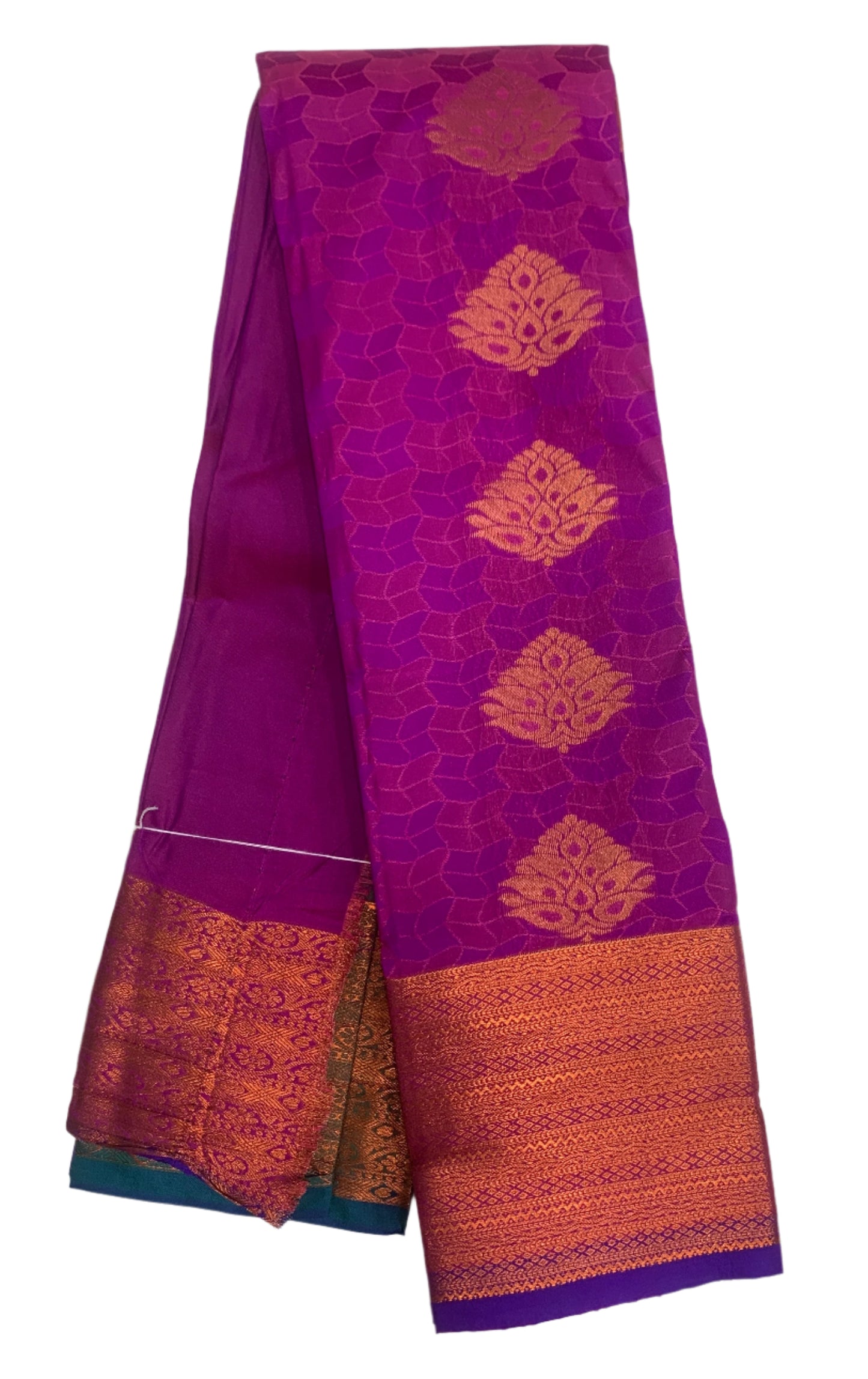 Vegan Silk Saree Magenta shade with Copper Border