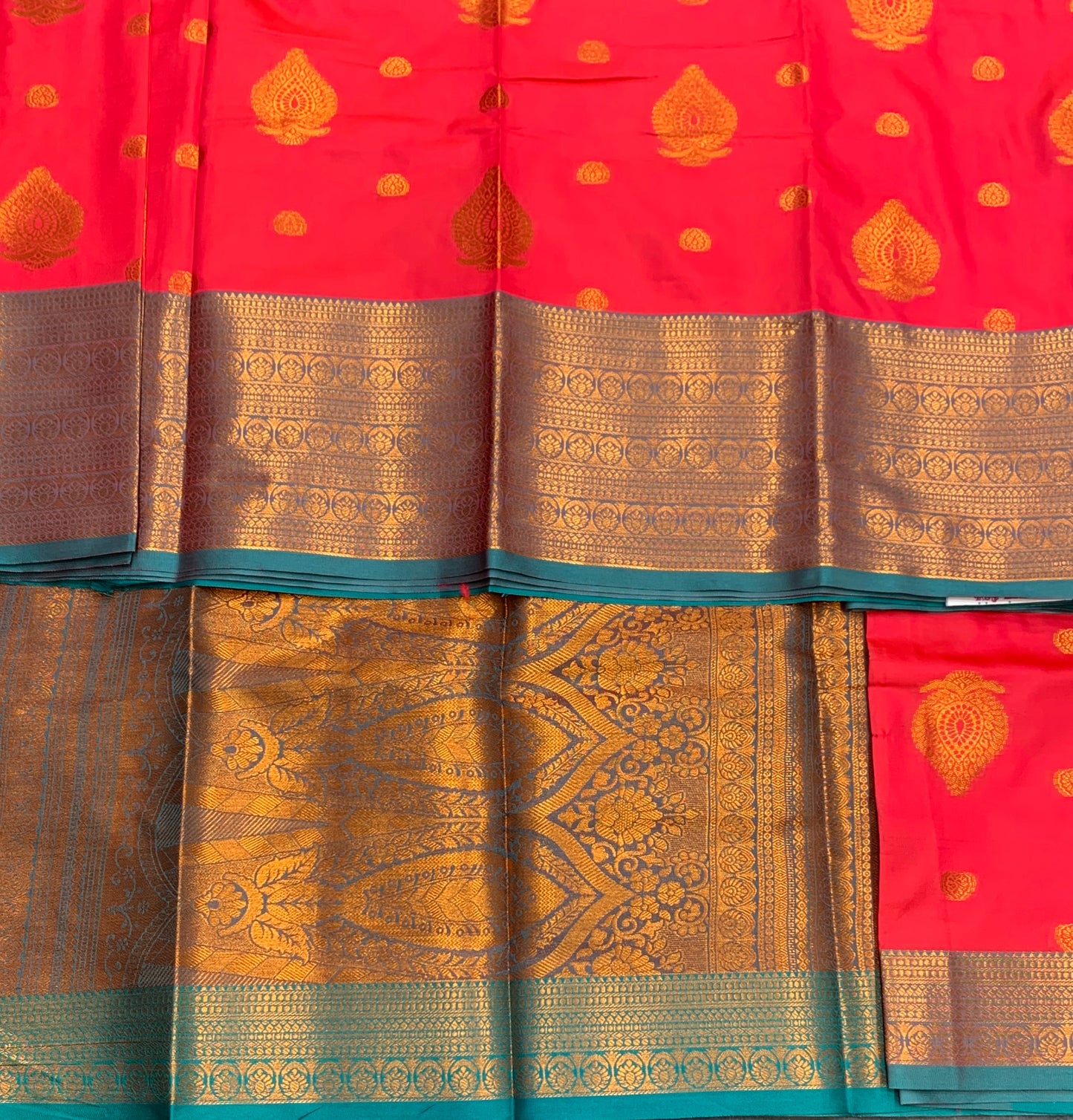 Soft Silk Casual Saree Peach Pink Colour with Rama Green and Golden Colour Border
