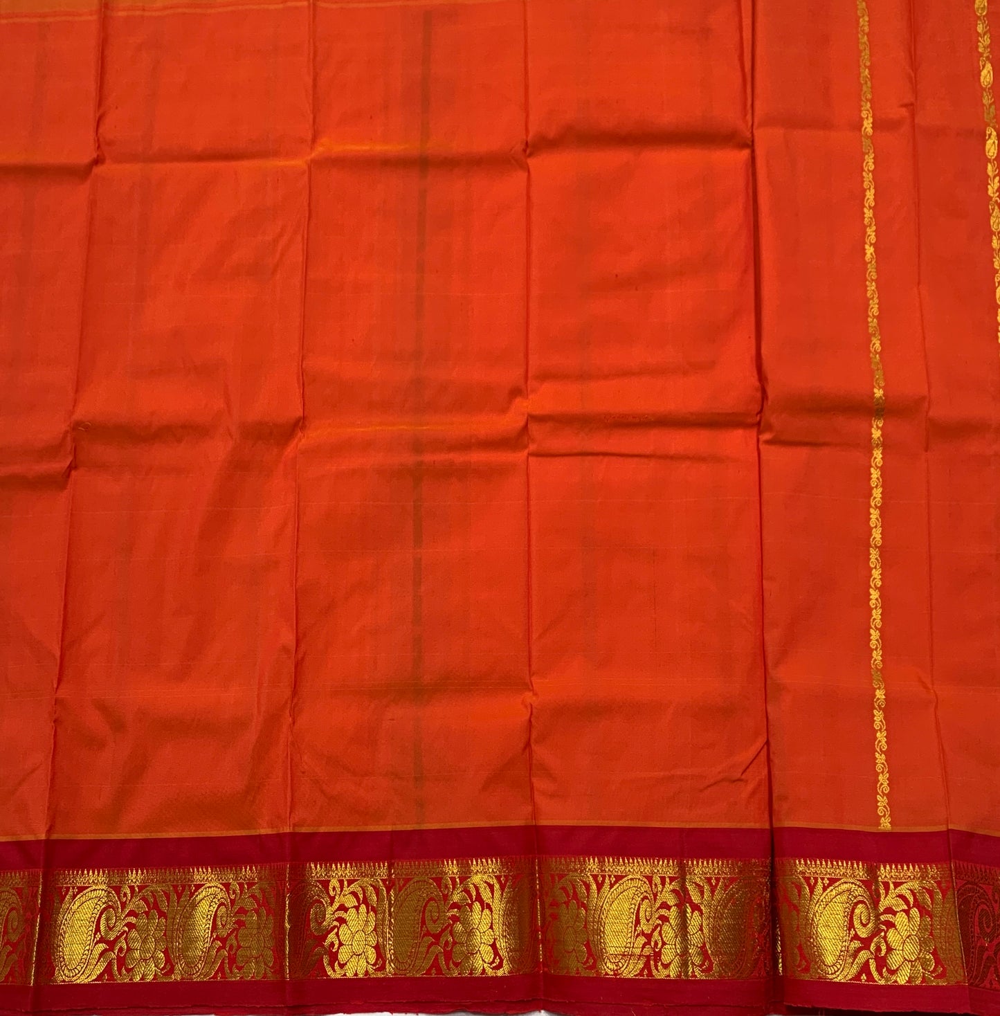 Orange Shade Semi Silk Kids Pattu Pavadai with Self border for Age 2 to 5