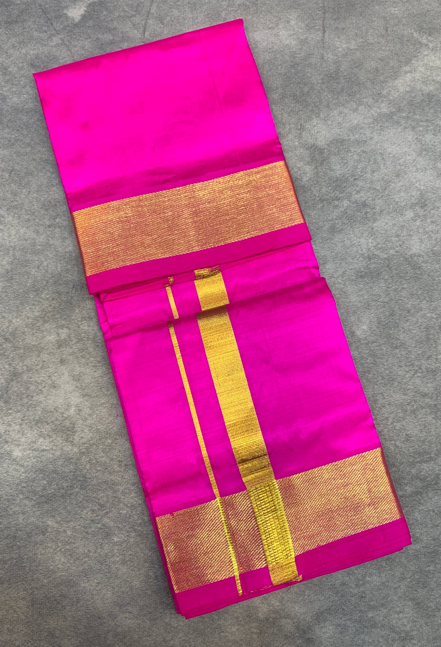 4 Mulam Silk Pooja Towel Pink Colour with Zari Border