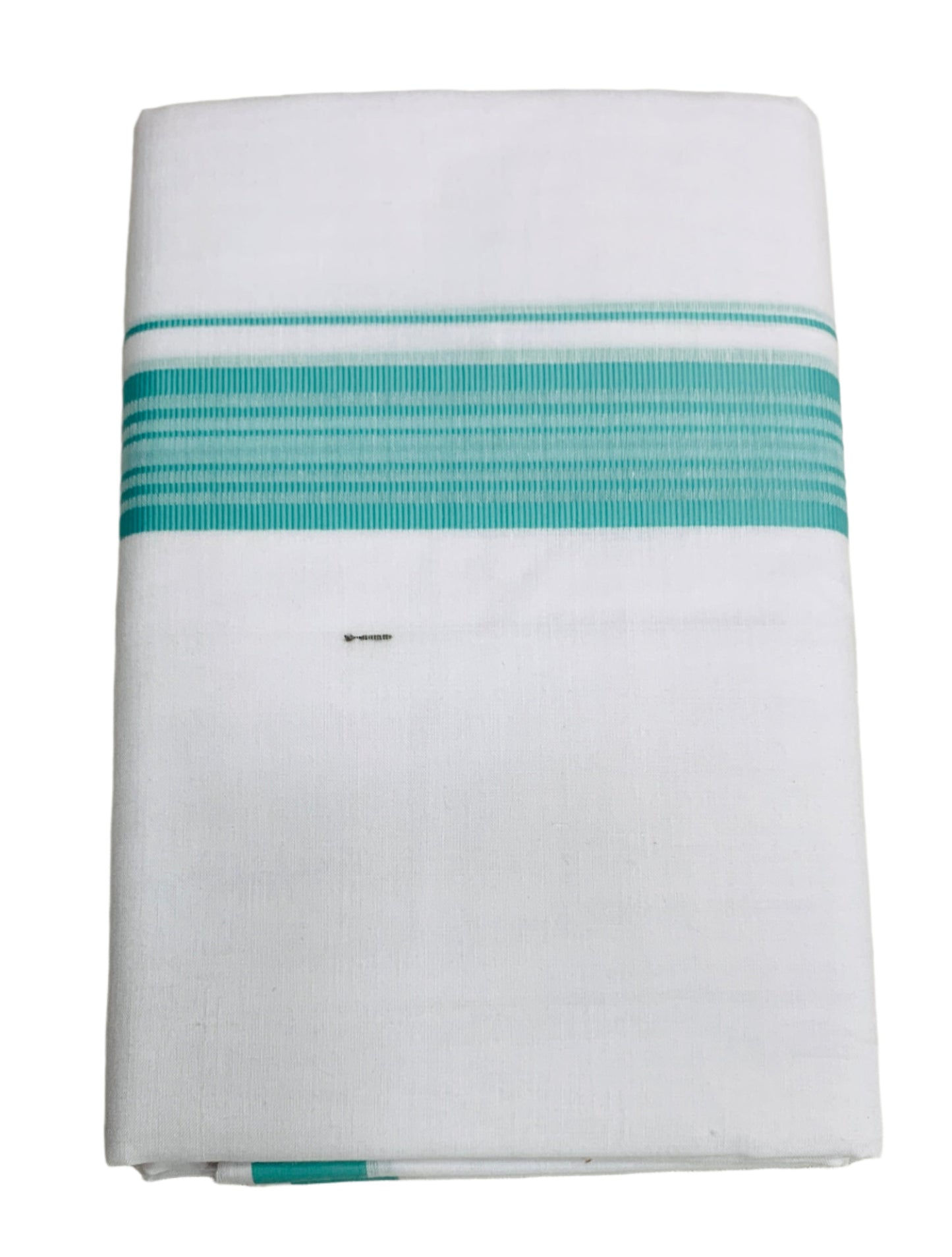8 Mulam White Cotton Dhoti with Large Sapphire Border