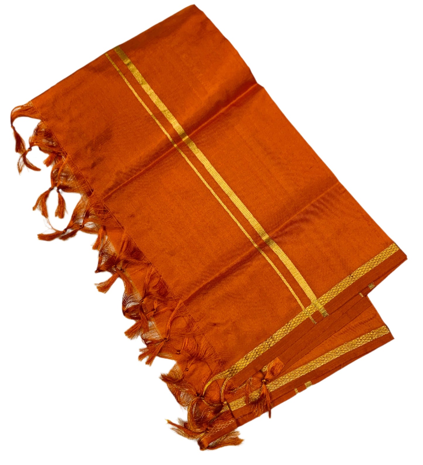 2 Mulam Silk Pooja Towel Russet Colour