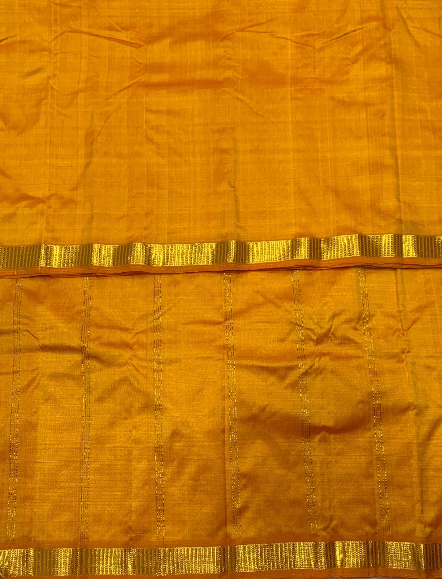 Pure Kanchipuram Silk Yellow Colour with Golden Zari Border