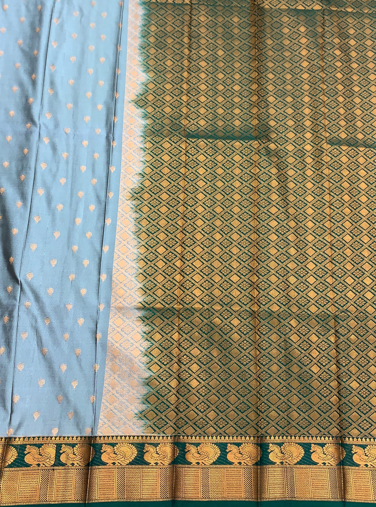 Soft Silk Casual Saree Grey with Green Colour Border