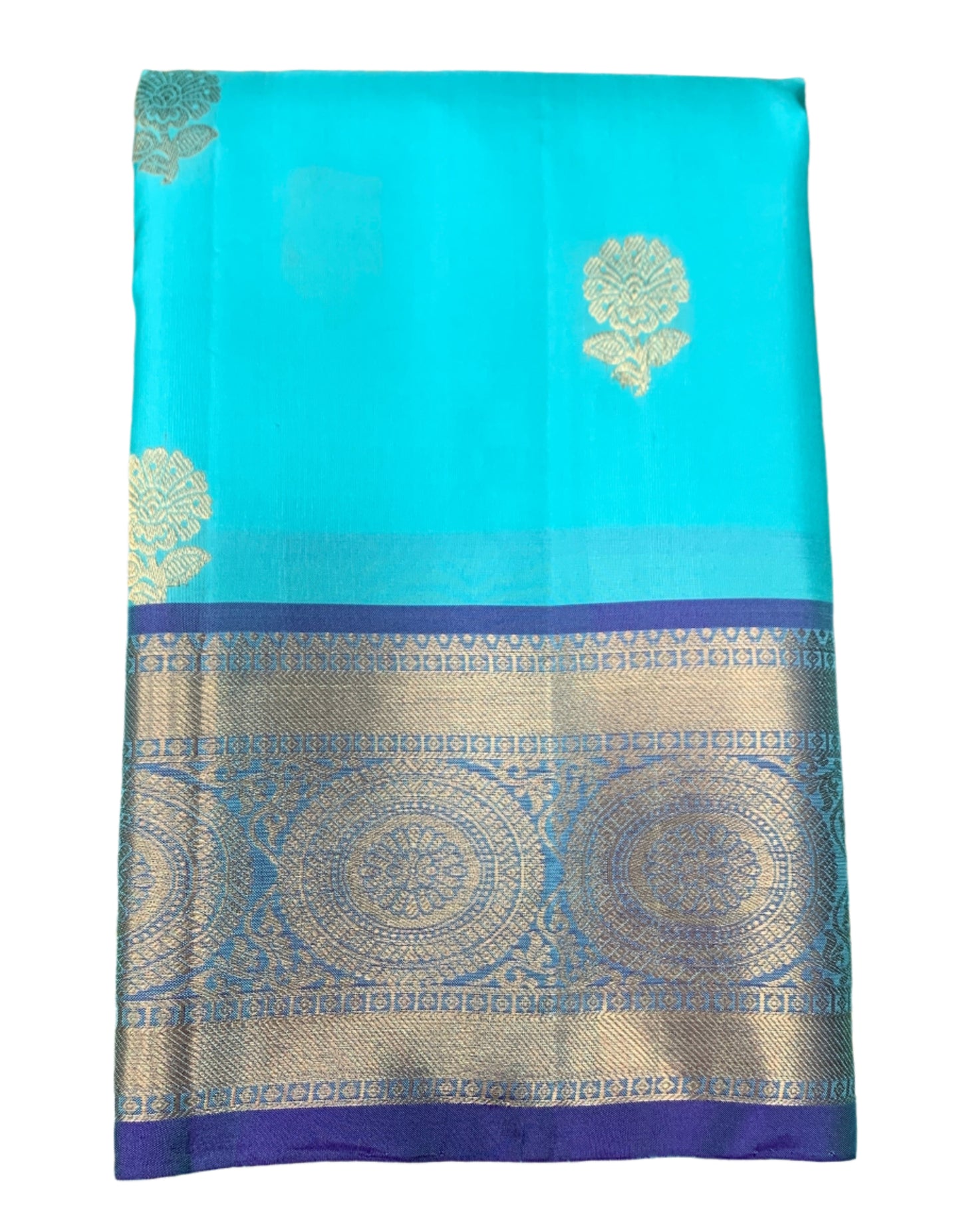 Pure Kanchipuram Silk Saree Arctic Blue Colour with Blue Border