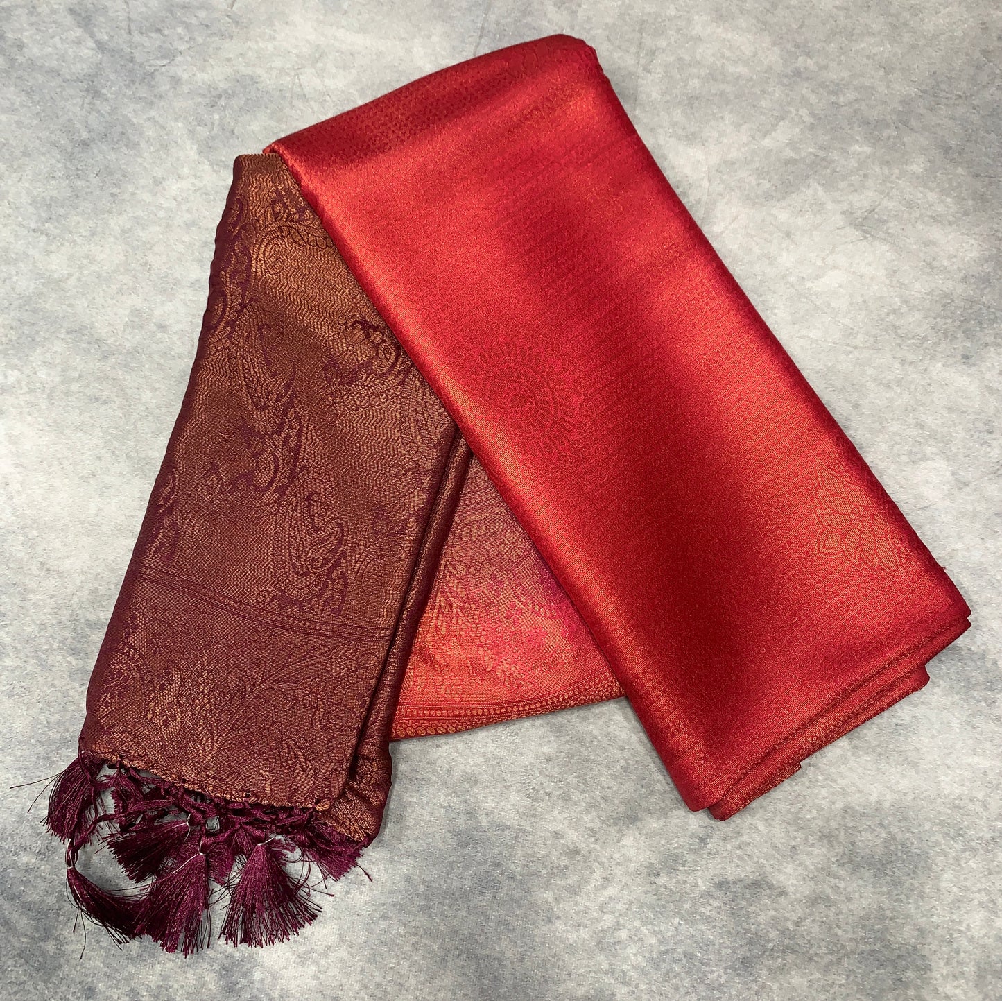 Soft Silk Saree Red Colour with Brown Pallu