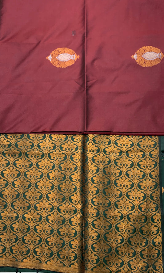 Soft Vegan Silk Saree Brown Colour with Border less