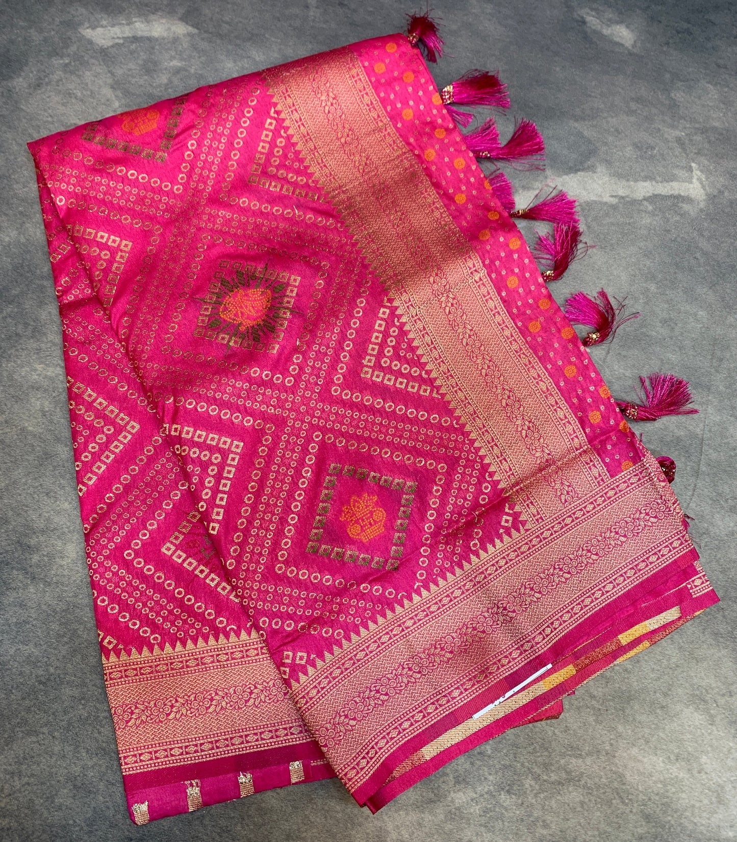 Banaras Soft Silk Saree Pink Colour with Sliver Colour Floral Design Border