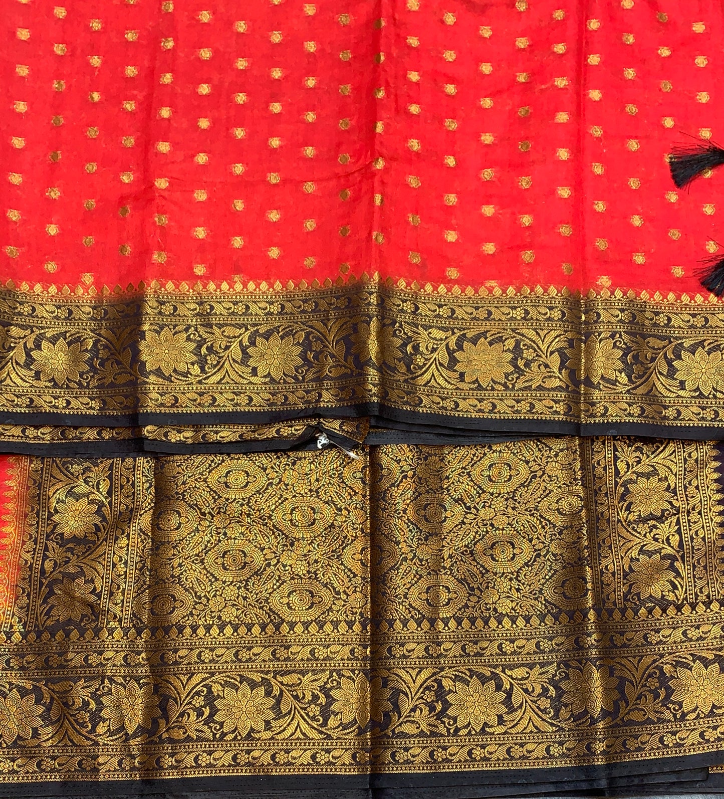 Crepe Saree Red Colour with Block Border