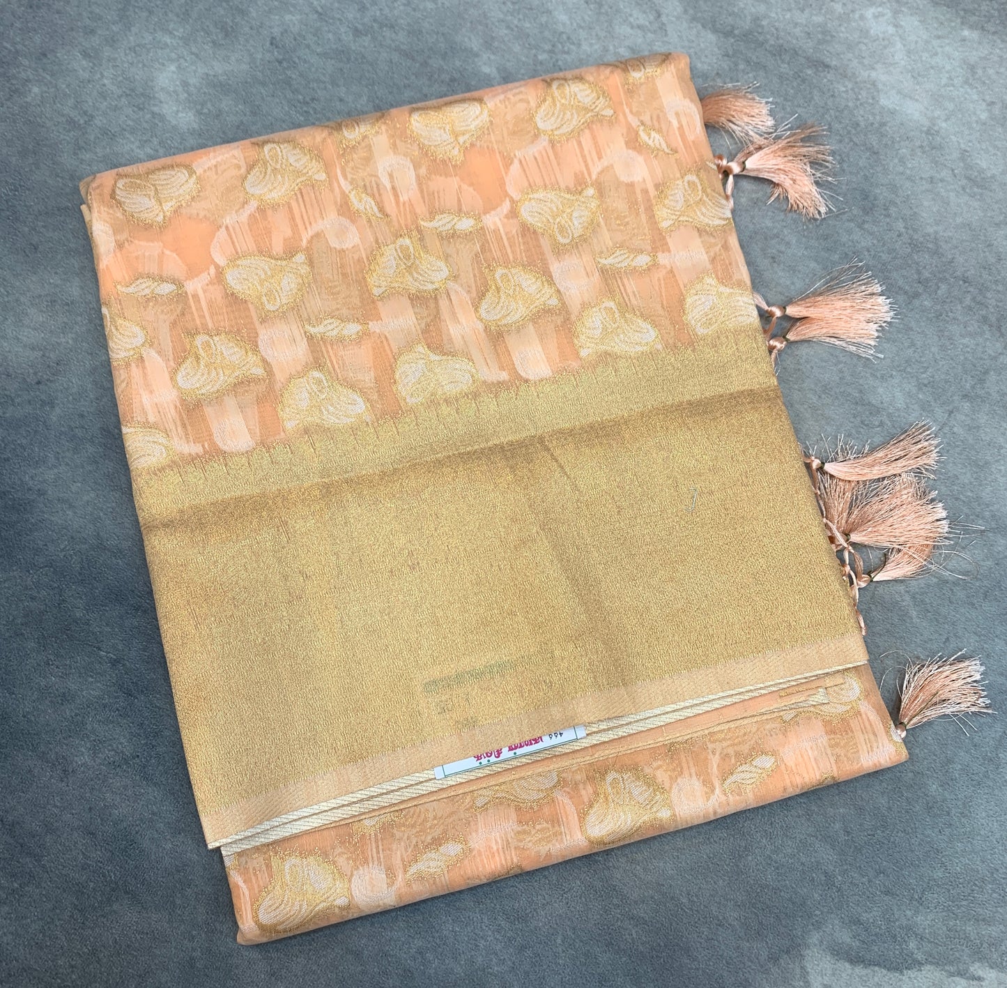 Banaras Katan Saree Peach Colour with Katan Work Border