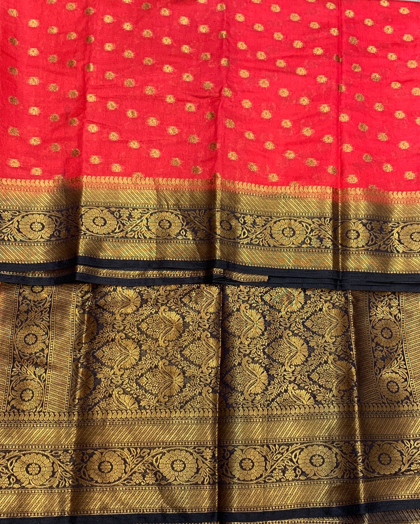 Crepe Saree Red Colour with Block Border