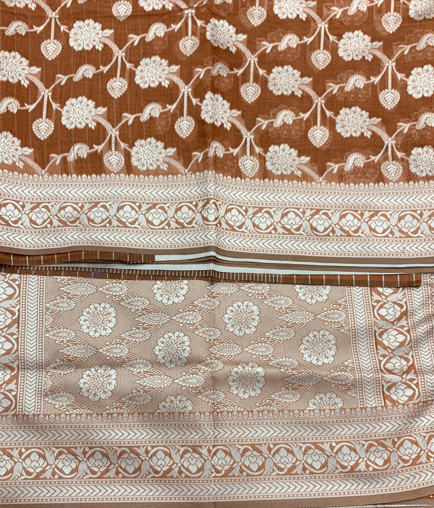 Banaras Katan Saree Brown Colour with Katan Work Border