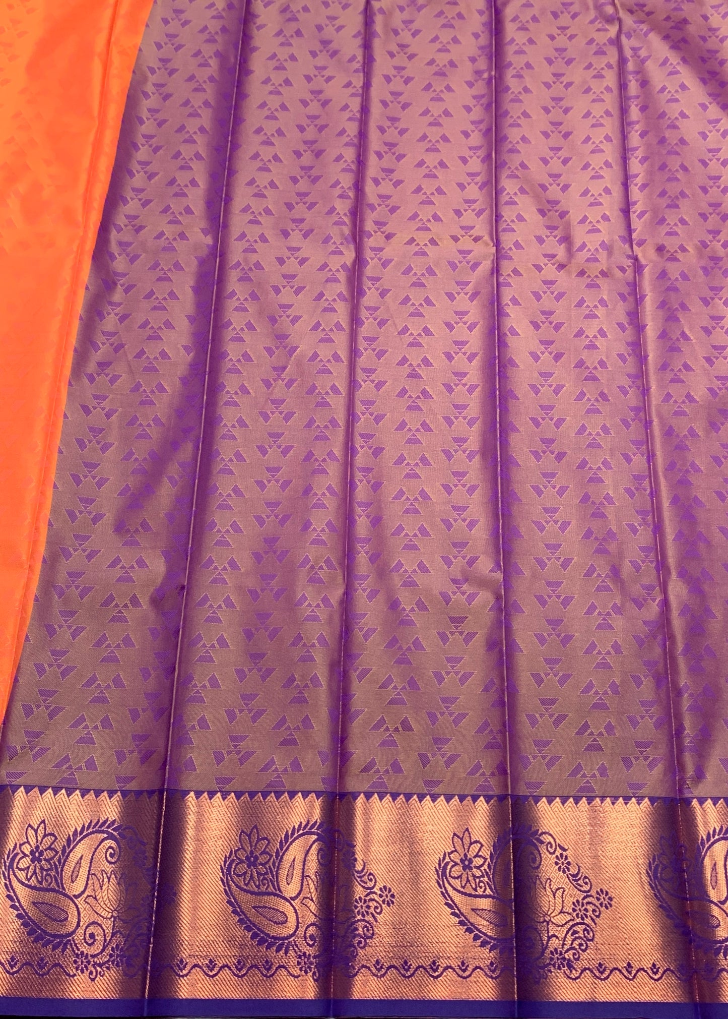 Synthetic Cotton Saree Orange Shade with Copper Border