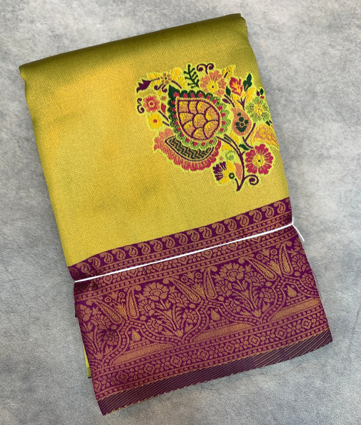 Fancy Tissue Saree Lime Green Colour with Magenta Border