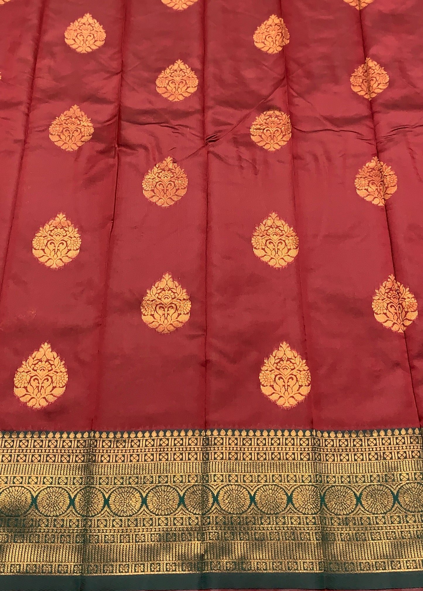 Maroon Colour Art Silk Saree with Green Border