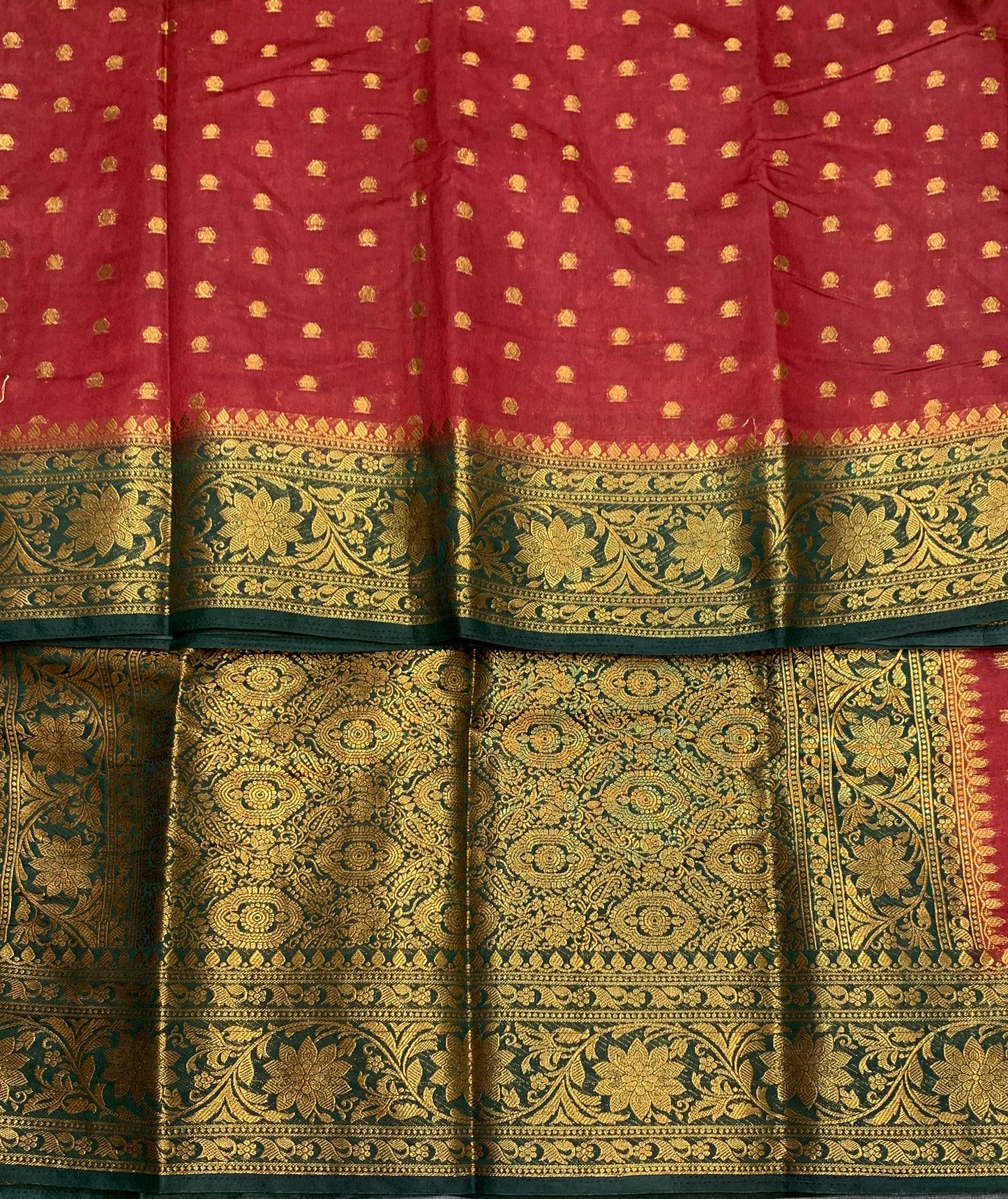 Crepe Saree Maroon Colour with Green Border