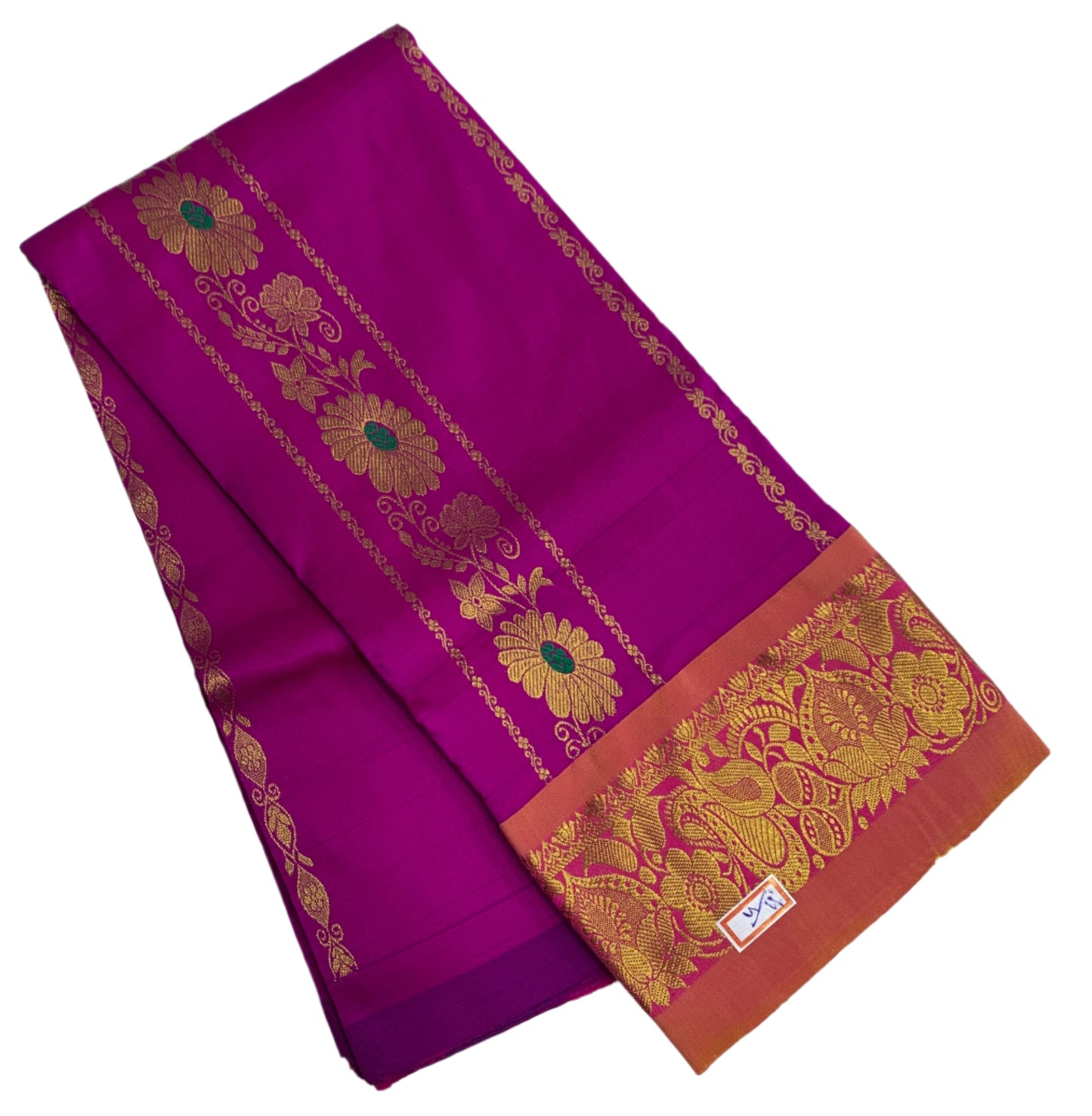 Magenta Shade Semi Silk Kids Pattu Pavadai with Self border for Age 2 to 5