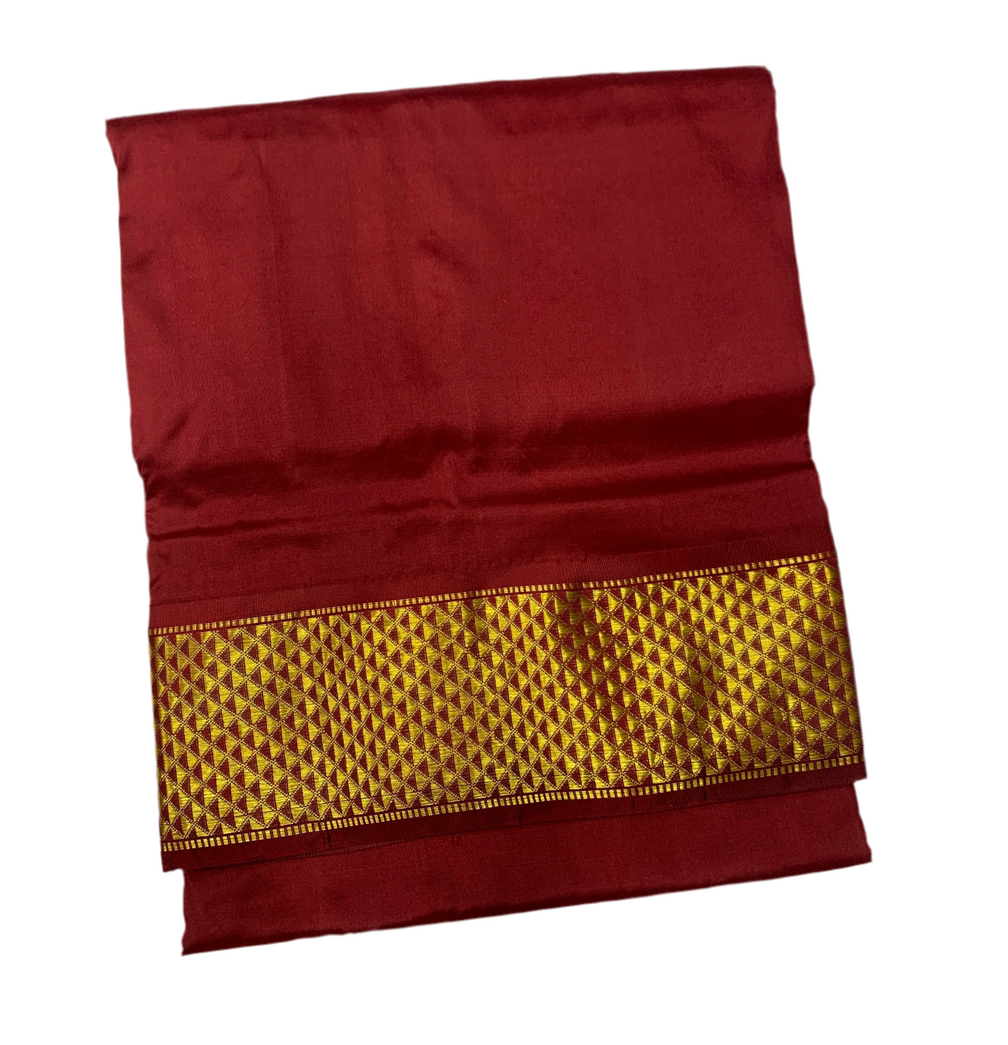 9 yards Pure Kanchipuram Silk Saree Maroon Colour with Golden Zari Border