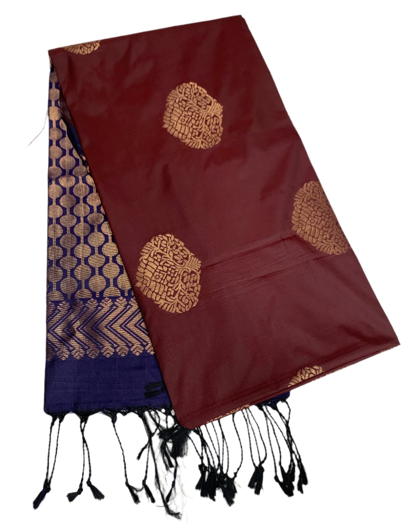 Soft Vegan Silk Saree Brown Colour with Border less