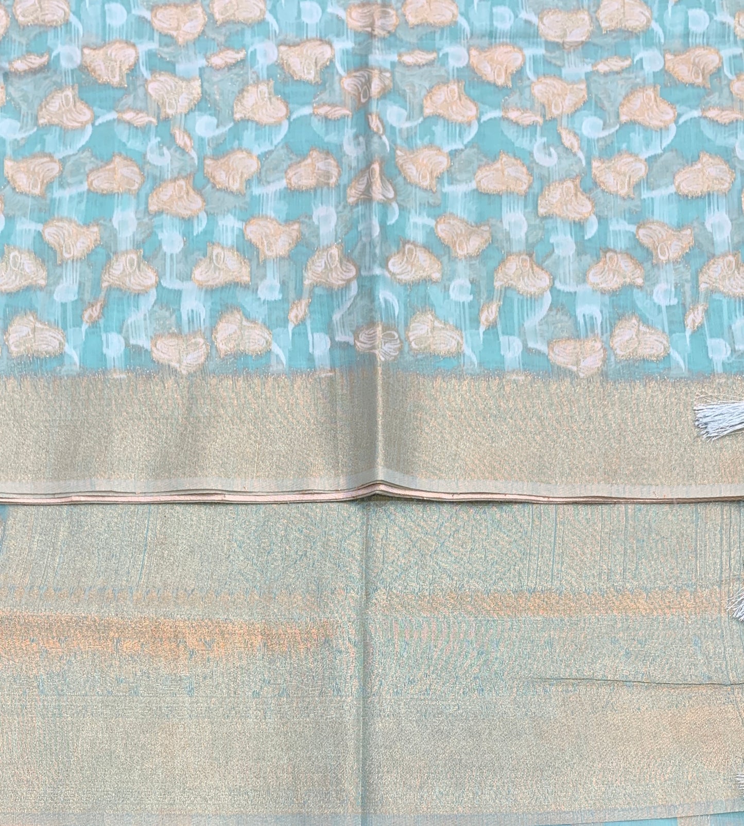 Banaras Katan Saree Sapphire Colour with Katan Work Border