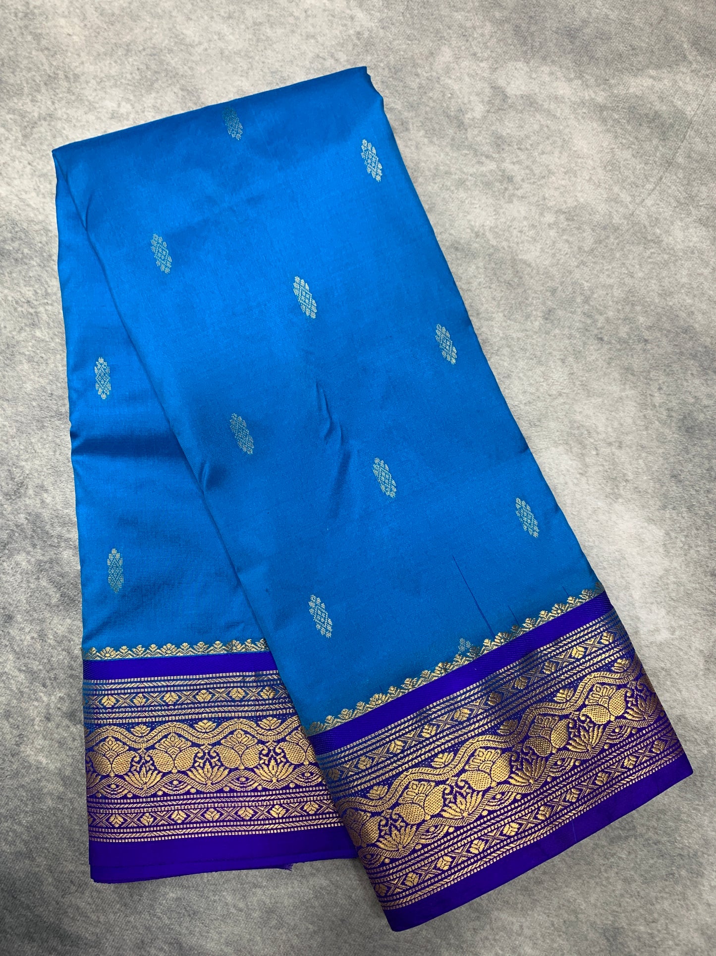 Pure Kanchipuram Silk Sky Blue Colour with Blue Border