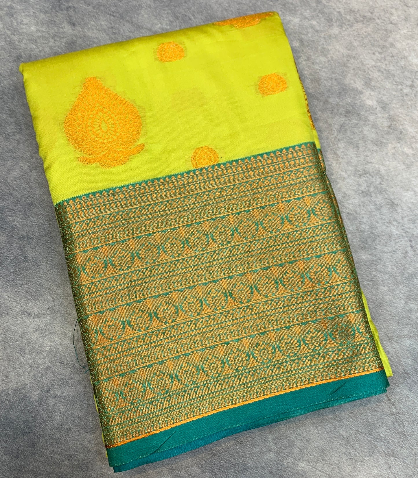 Soft Silk Casual Saree Apple Green Colour with Rama Green and Golden Colour Border