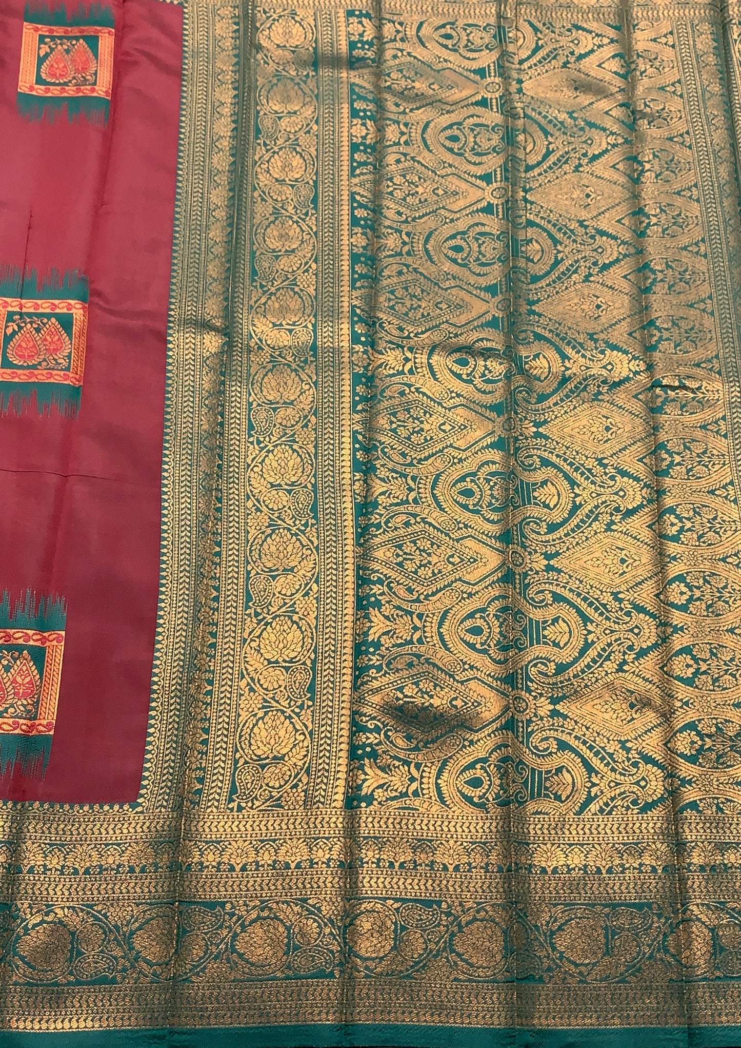Art Silk Saree Maroon Colour with Green Border