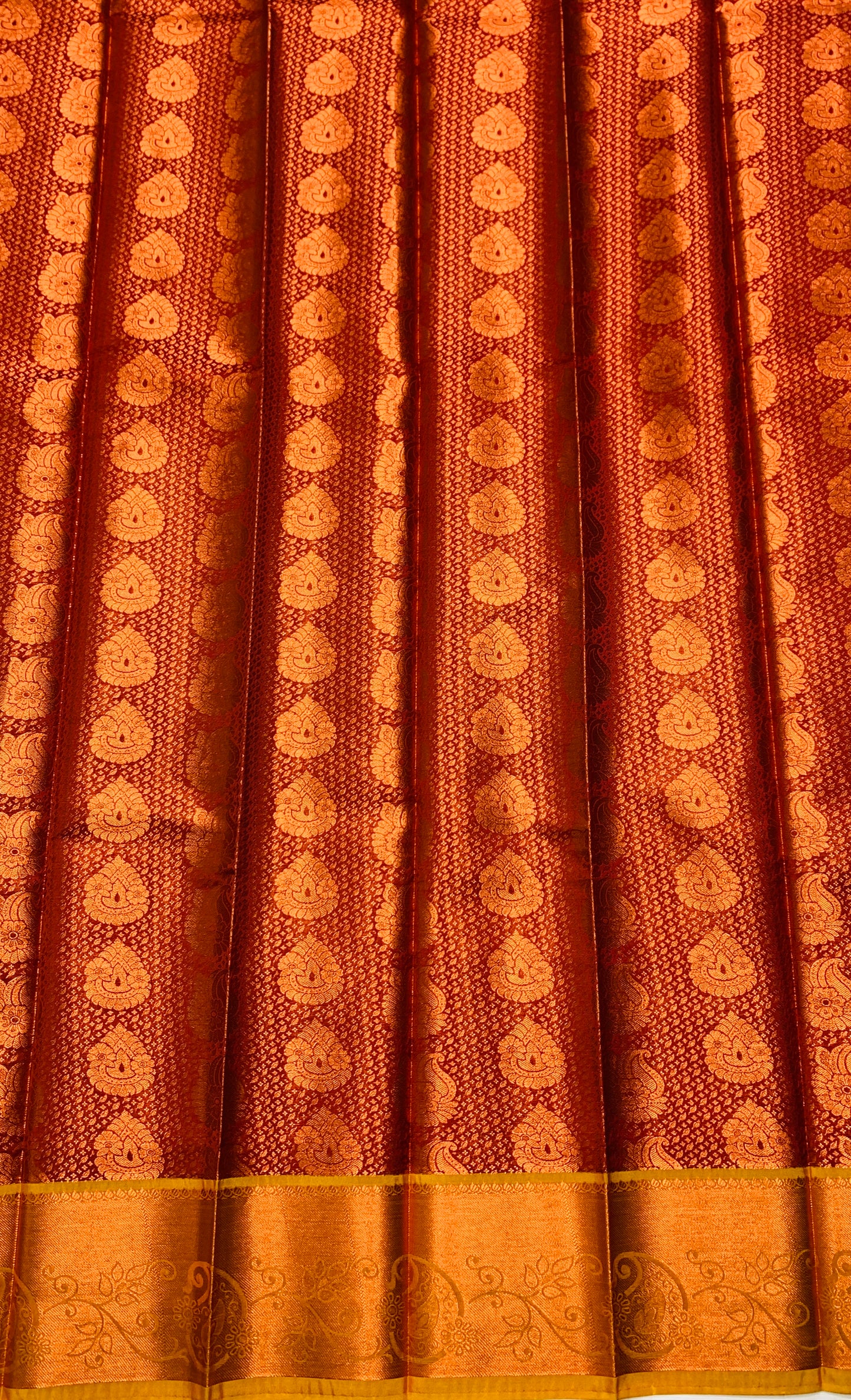 Vegan Silk Saree Maroon Colour with Golden and Glolden Yellow Border