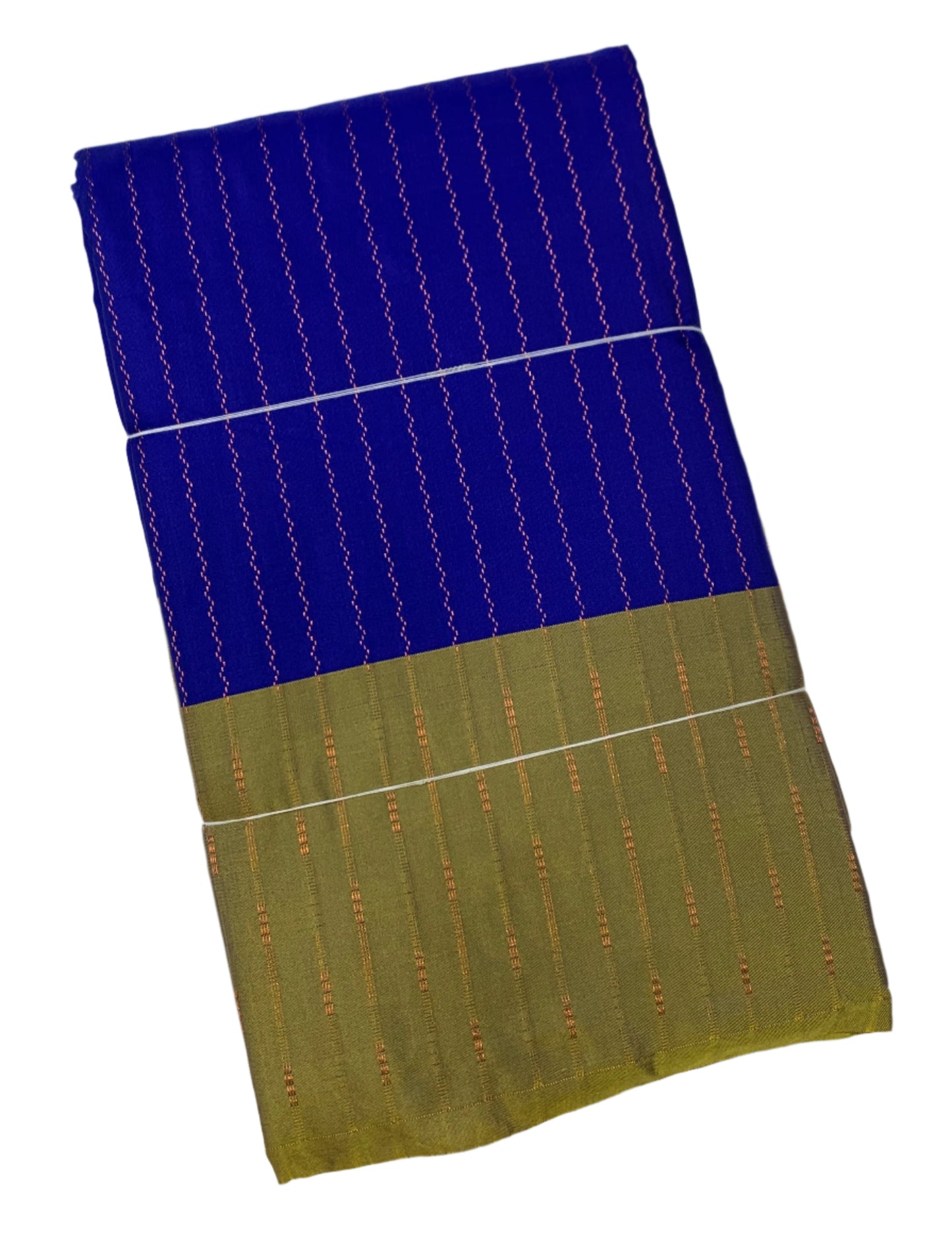 Arani Silk Saree Blue Colour with Yellow Green Border