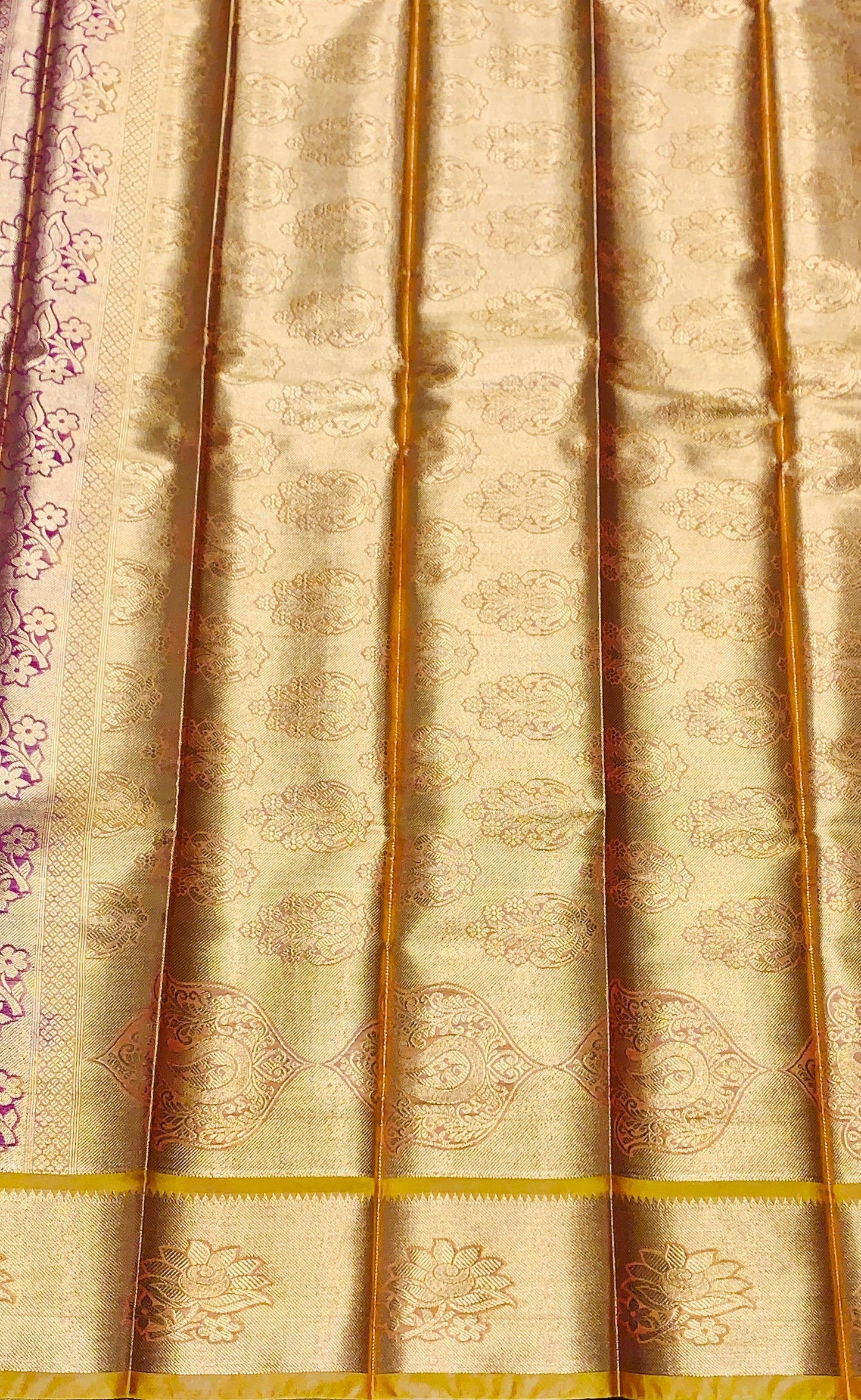 Vegan Silk Saree Maroon Colour with Copper and Golden Yellow Border