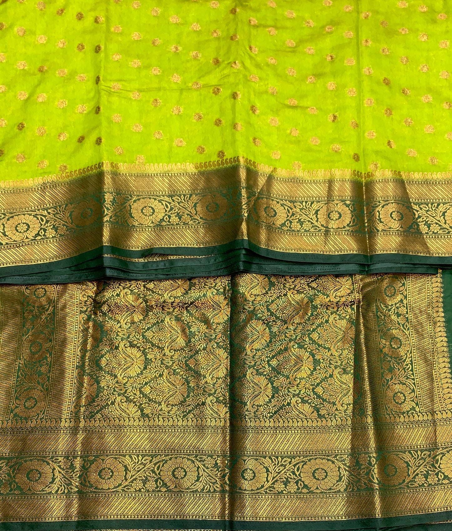 Crepe Saree Olive Green Colour with Green Border