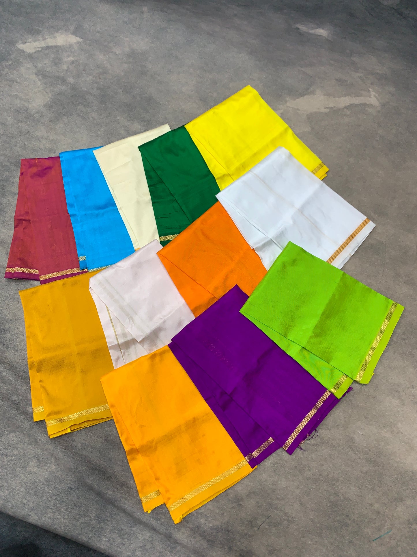 1 Mulam Silk Pooja Towel Colour Pack of 5 -( Random Colour)