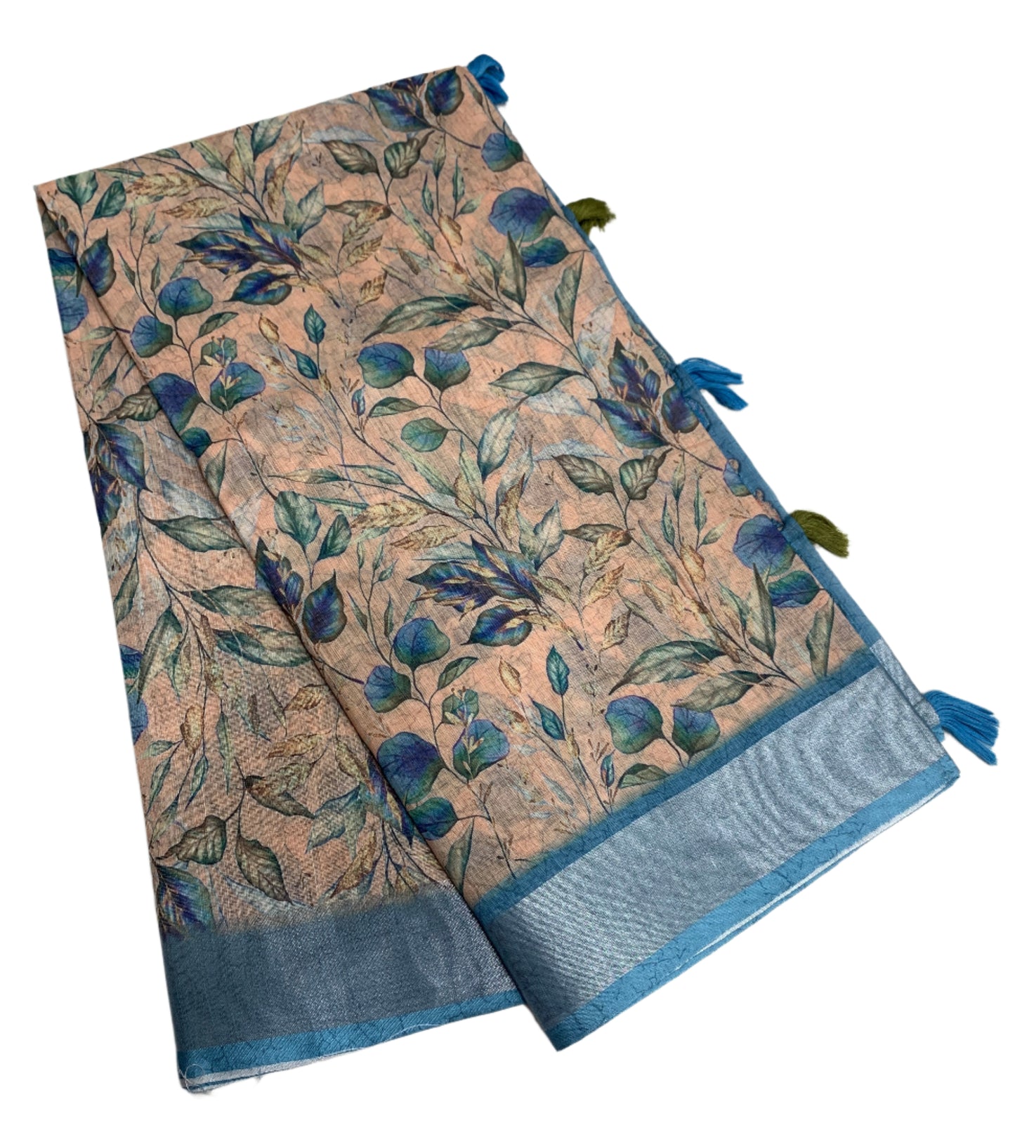 Jute Cotton Saree Light Peach Shade with Thread Border