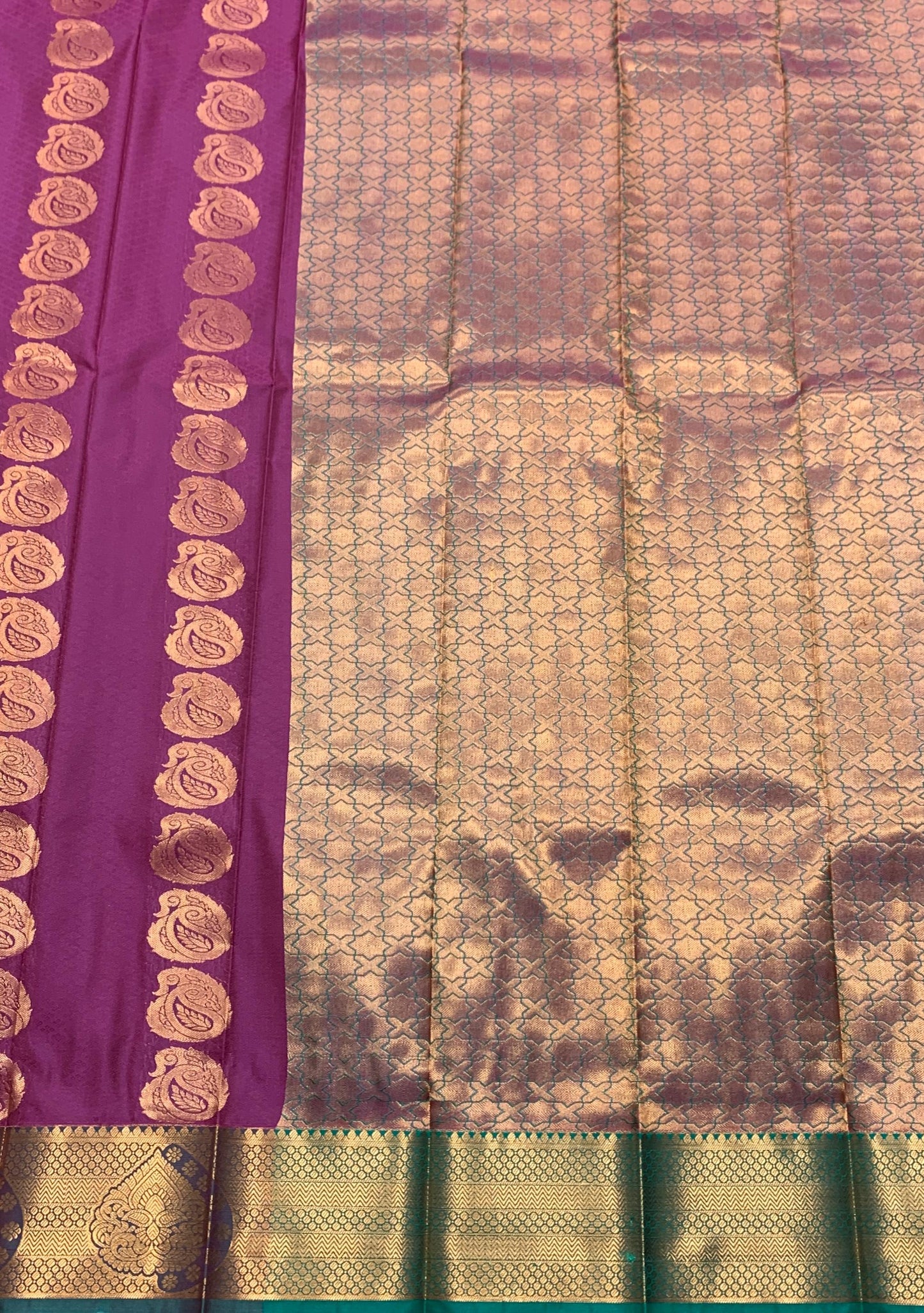 Vegan Silk Saree Maroon Colour Saree with Copper Border