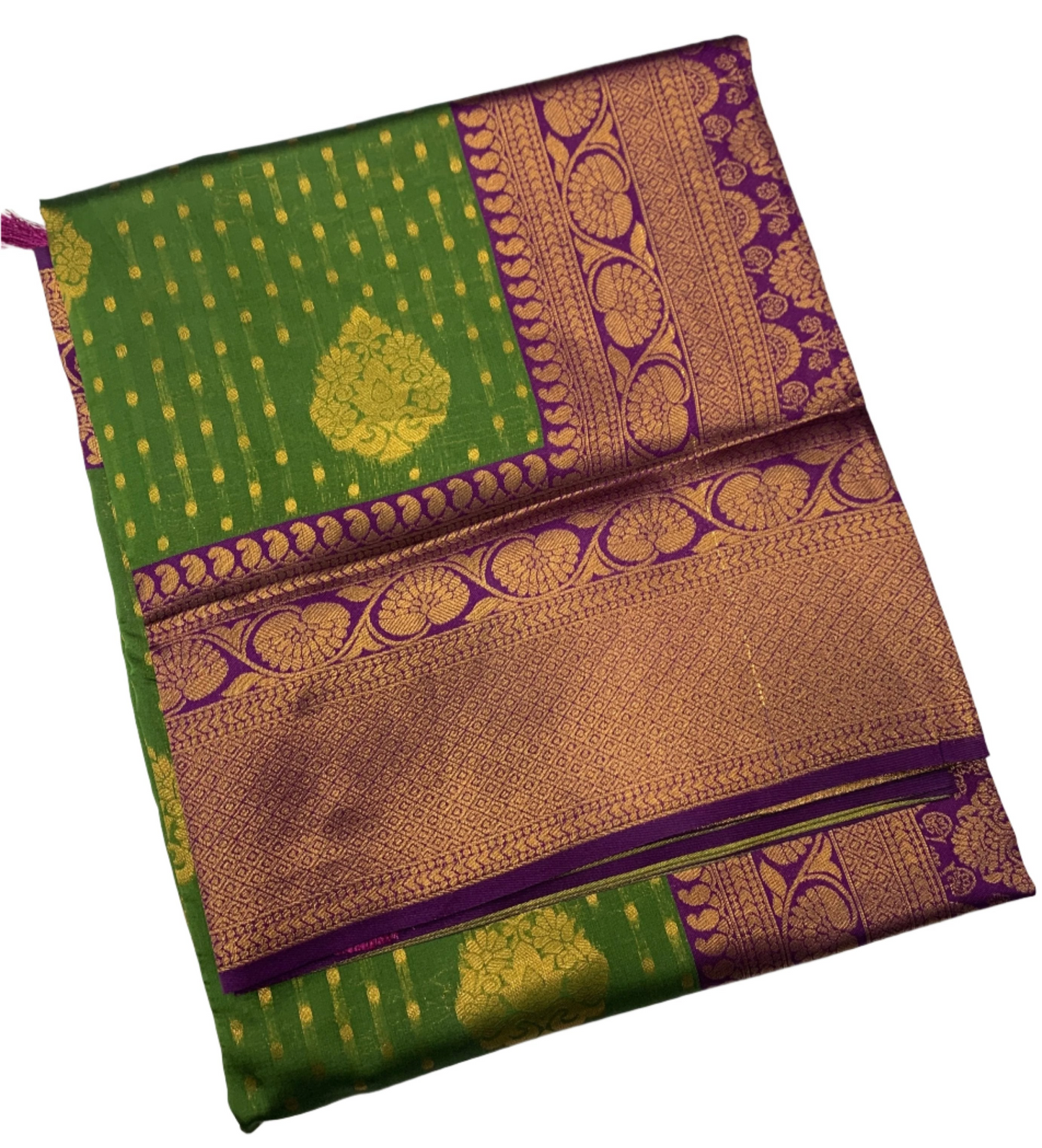 Art Silk Saree Green Shade with Magenta Border