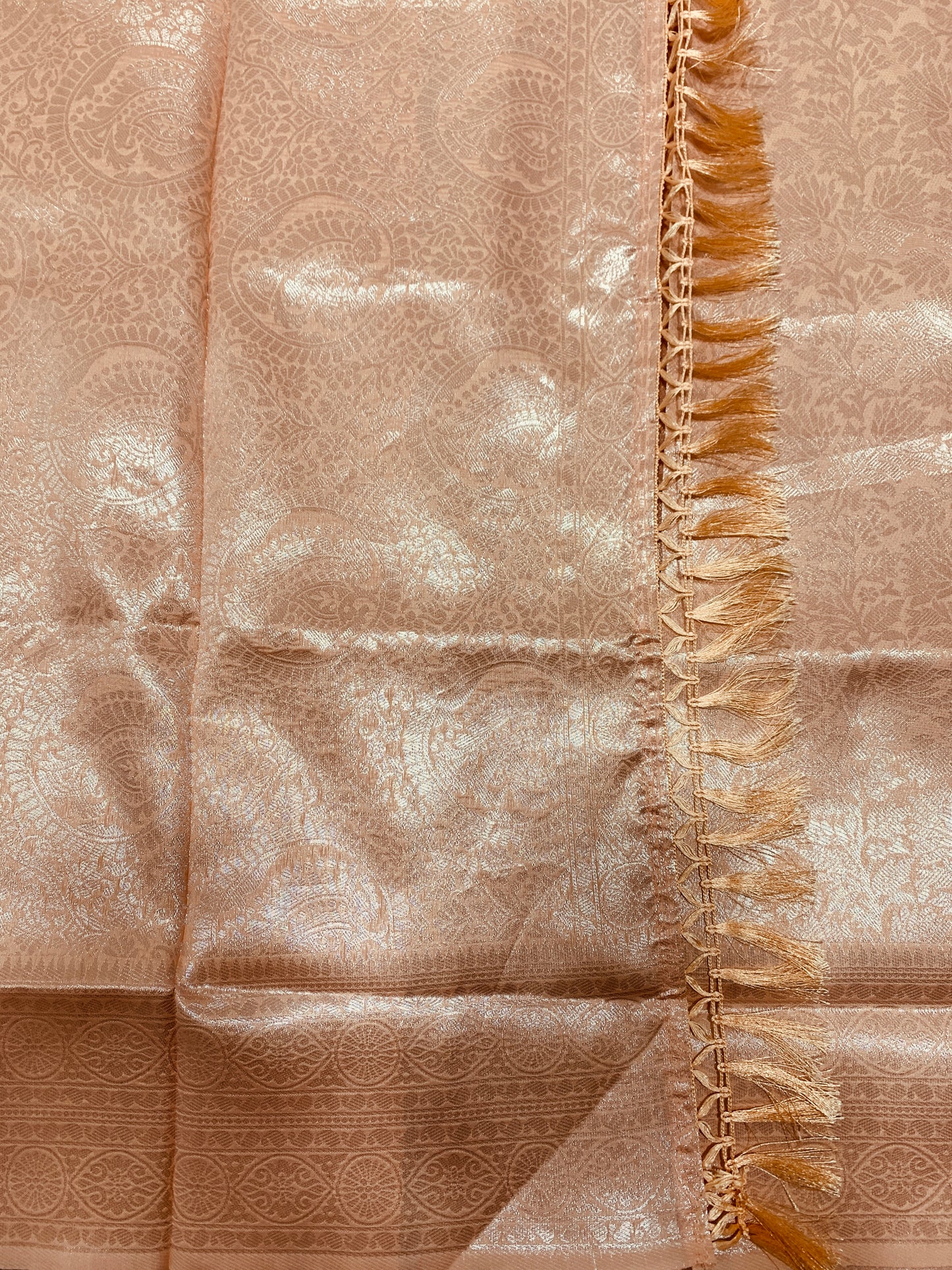 Art Silk Saree Light Peach Colour with Self Border