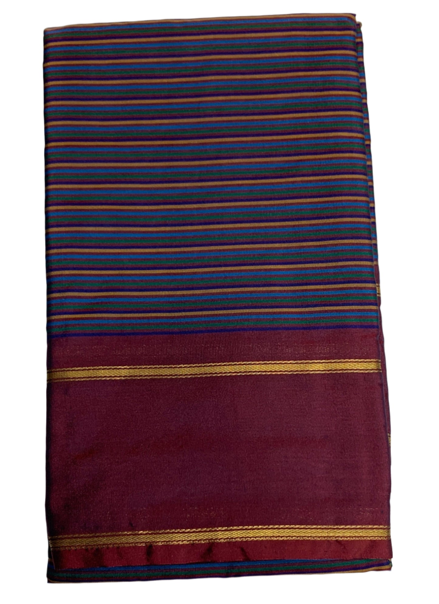 Arani Silk Saree Multi Colour with Maroon Colour Border