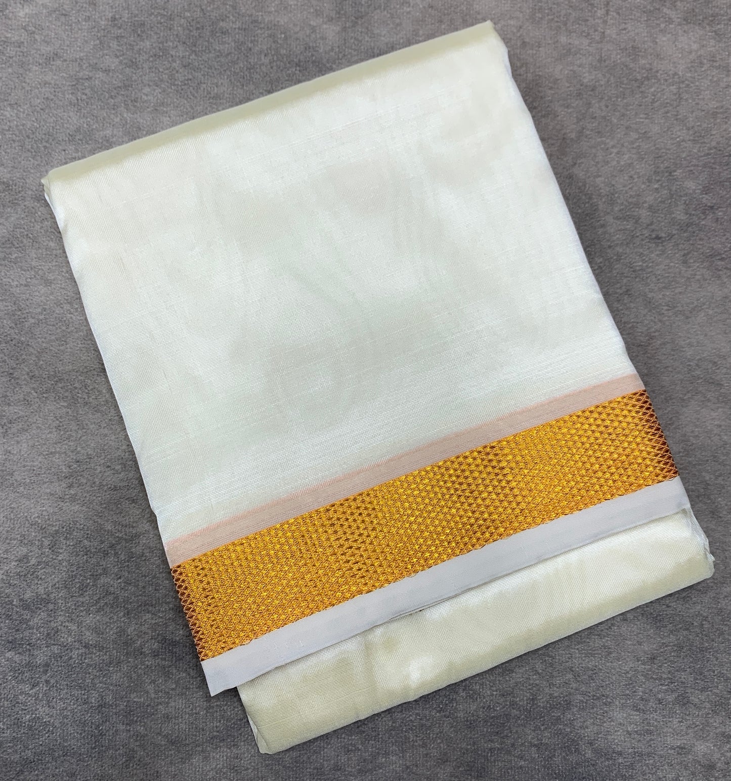 Art Silk Dhoti 8 Mulam Cream Colour Small Border
