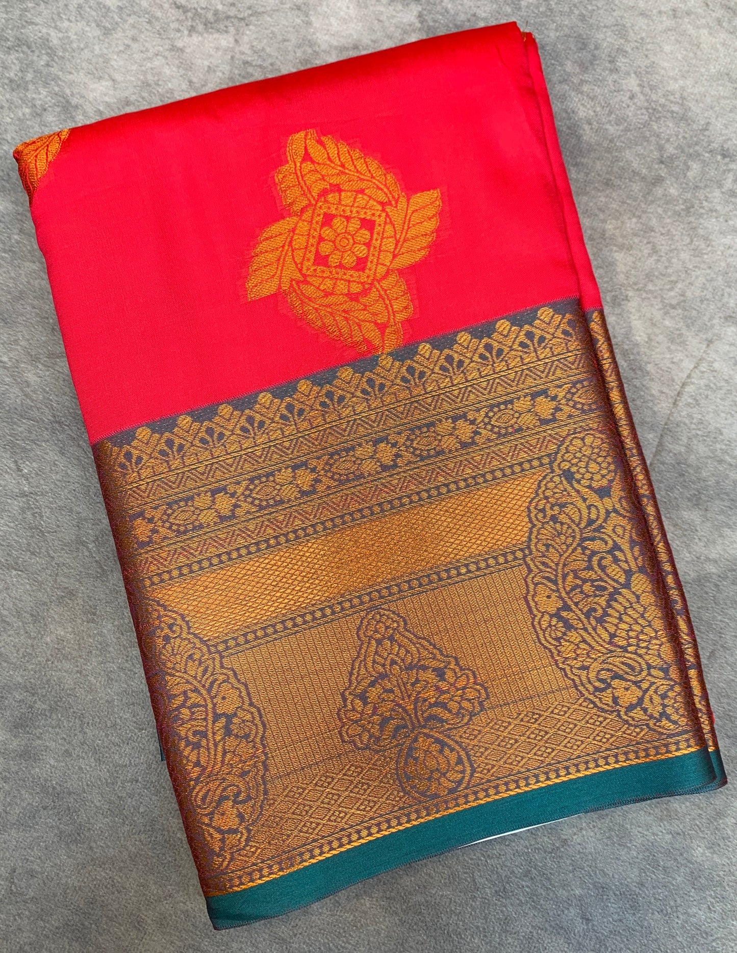Soft Silk Casual Saree Peach Pink Colour with Rama Green and Golden Colour Border