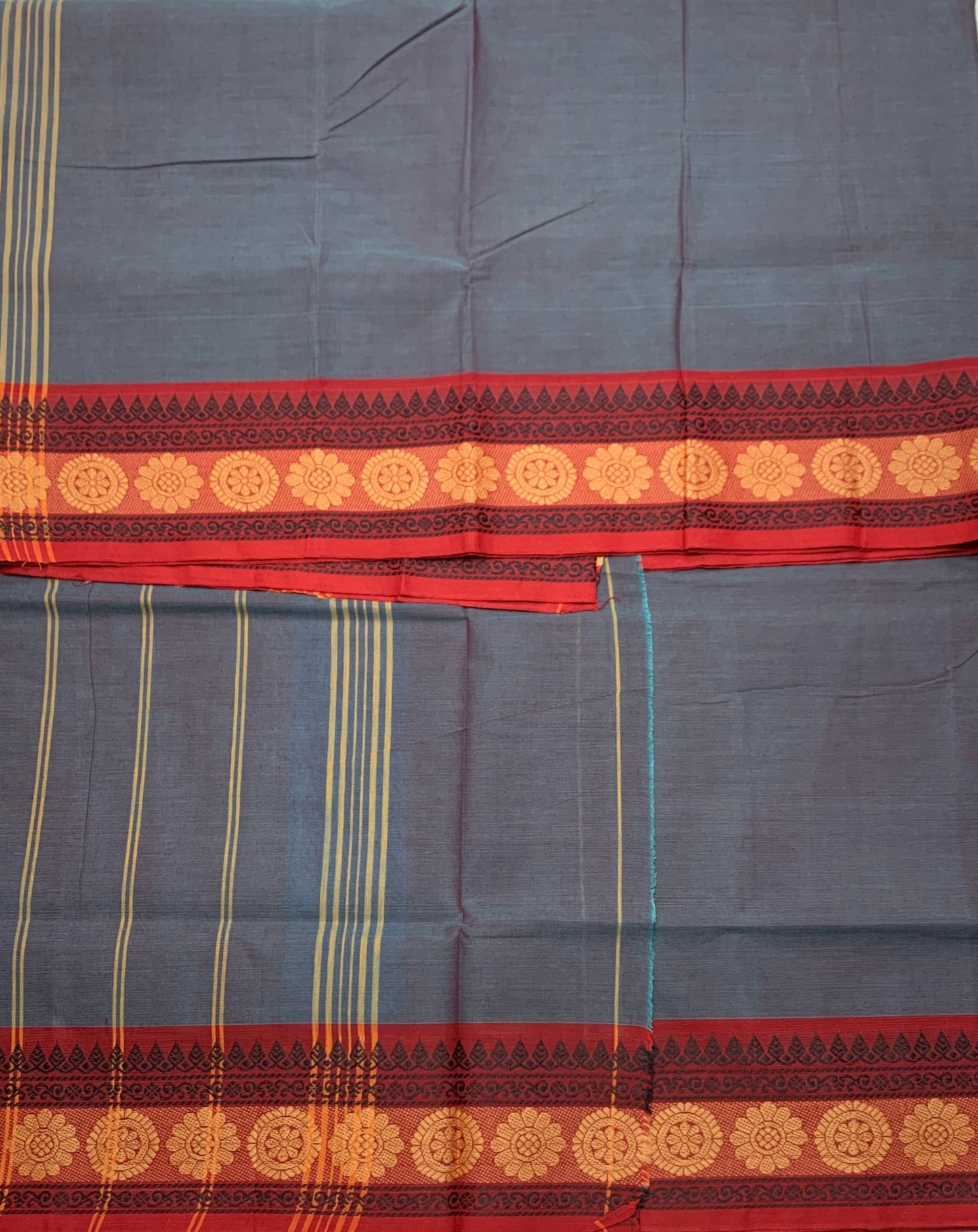 Chettinad Cotton Saree Gray Colour with Maroon Border