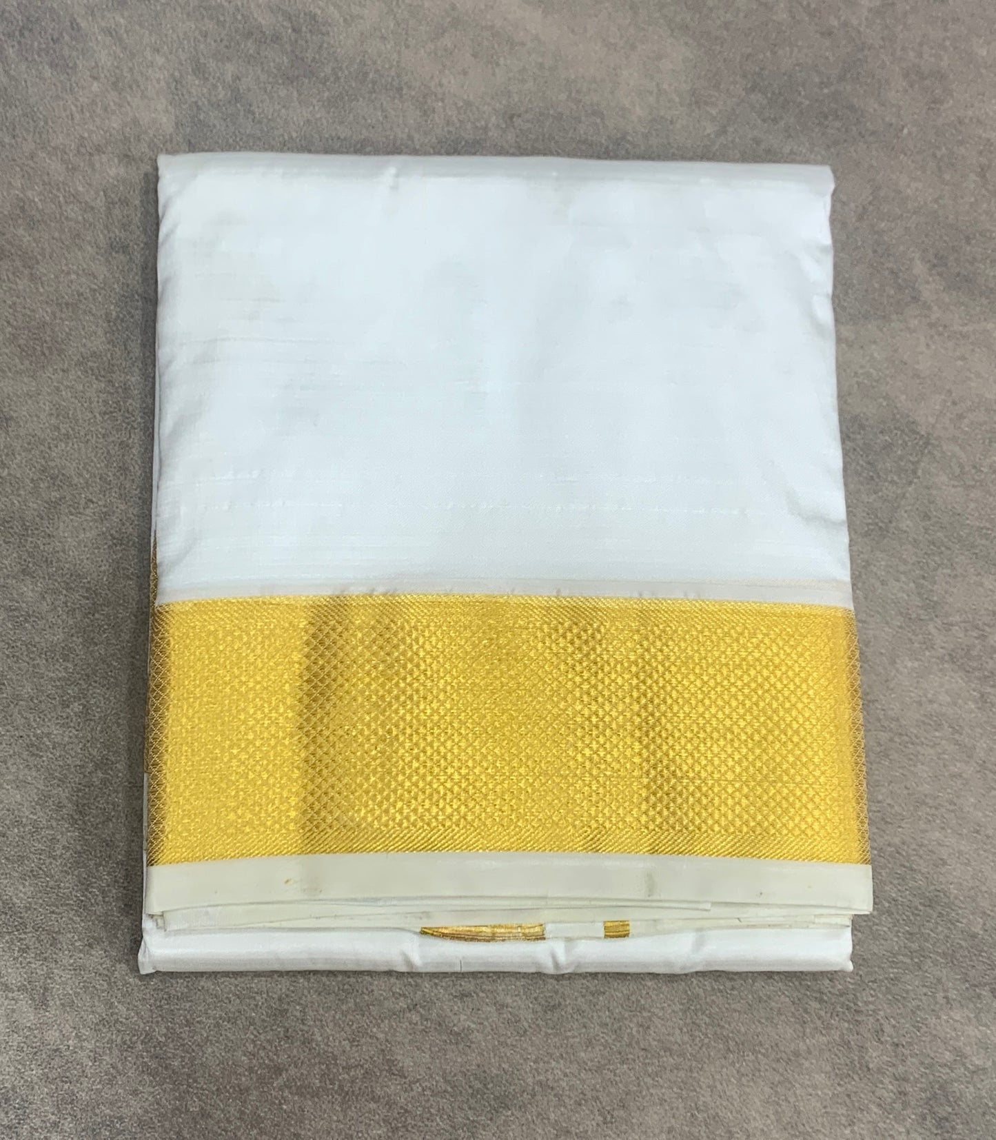Pure Silk Dhoti 8 mulam White Colour Big Border