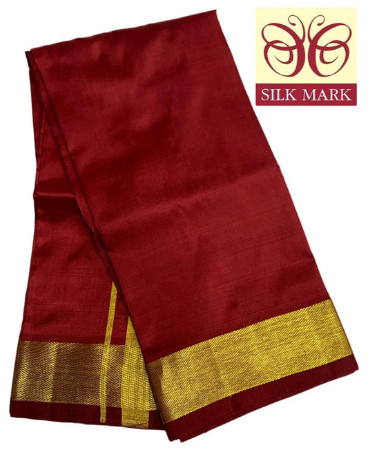 4 Mulam Silk Pooja Towel Maroon Colour with Zari Border