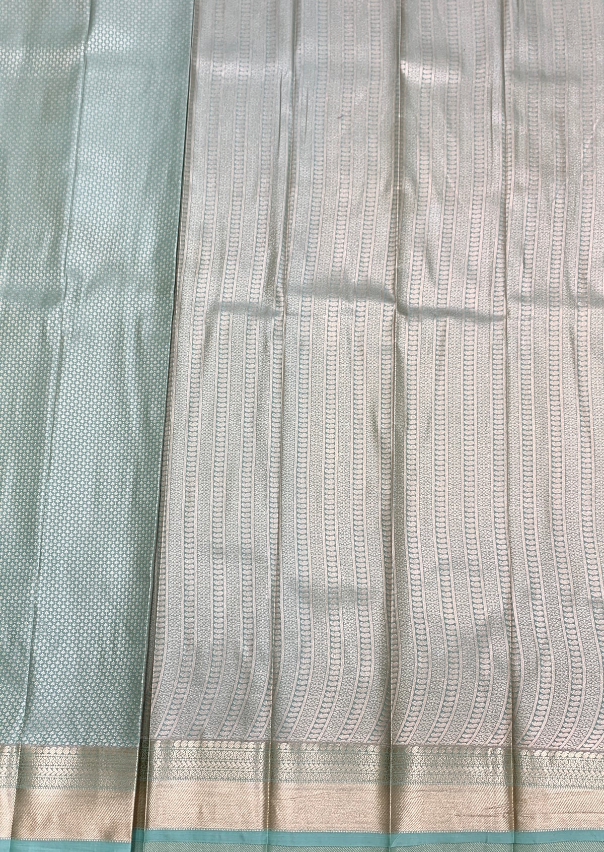 Fancy Tissue Saree Pastel Green Colour with Self Design Border