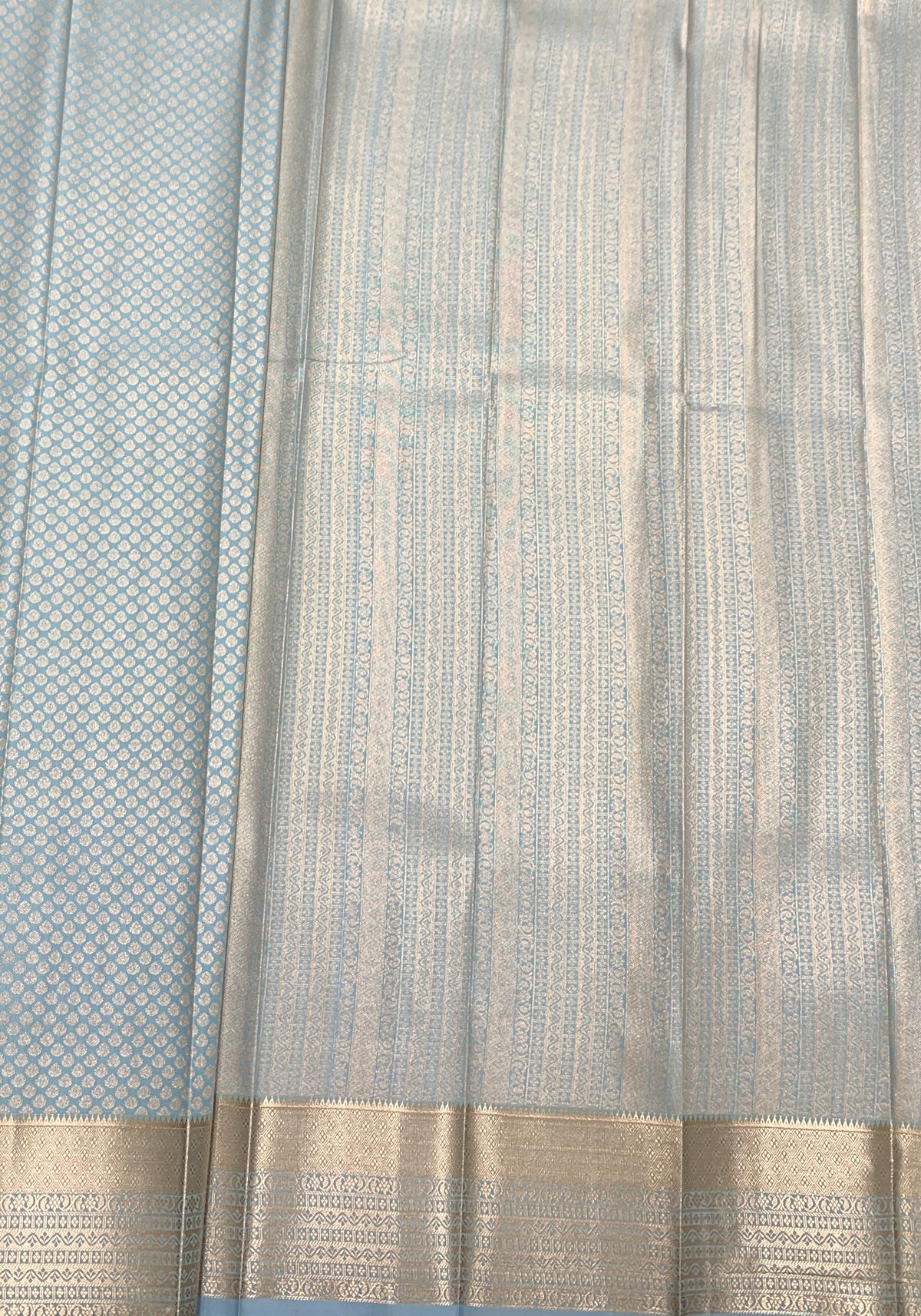 Fancy Tissue Saree Ice Blue Colour with Self Design Border