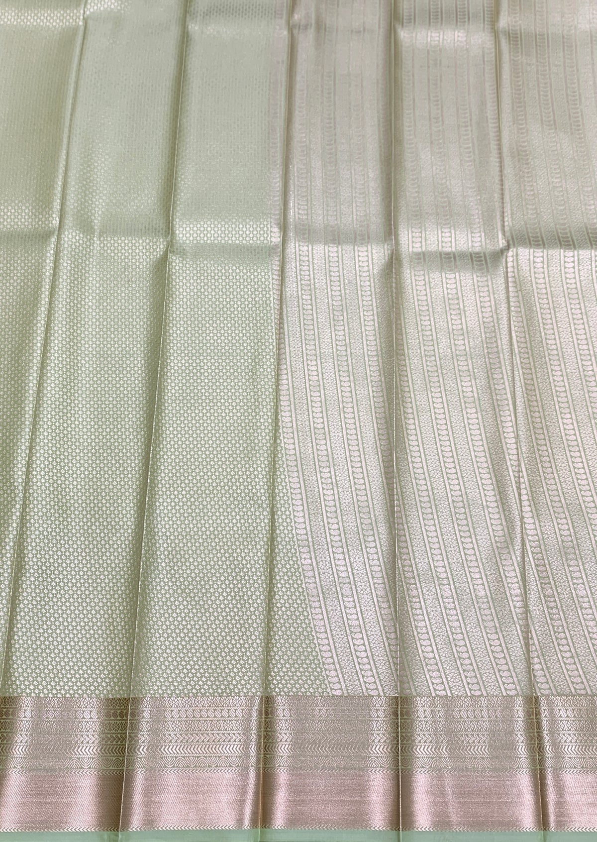 Fancy Tissue Saree Pista Green Colour with Self Design Border
