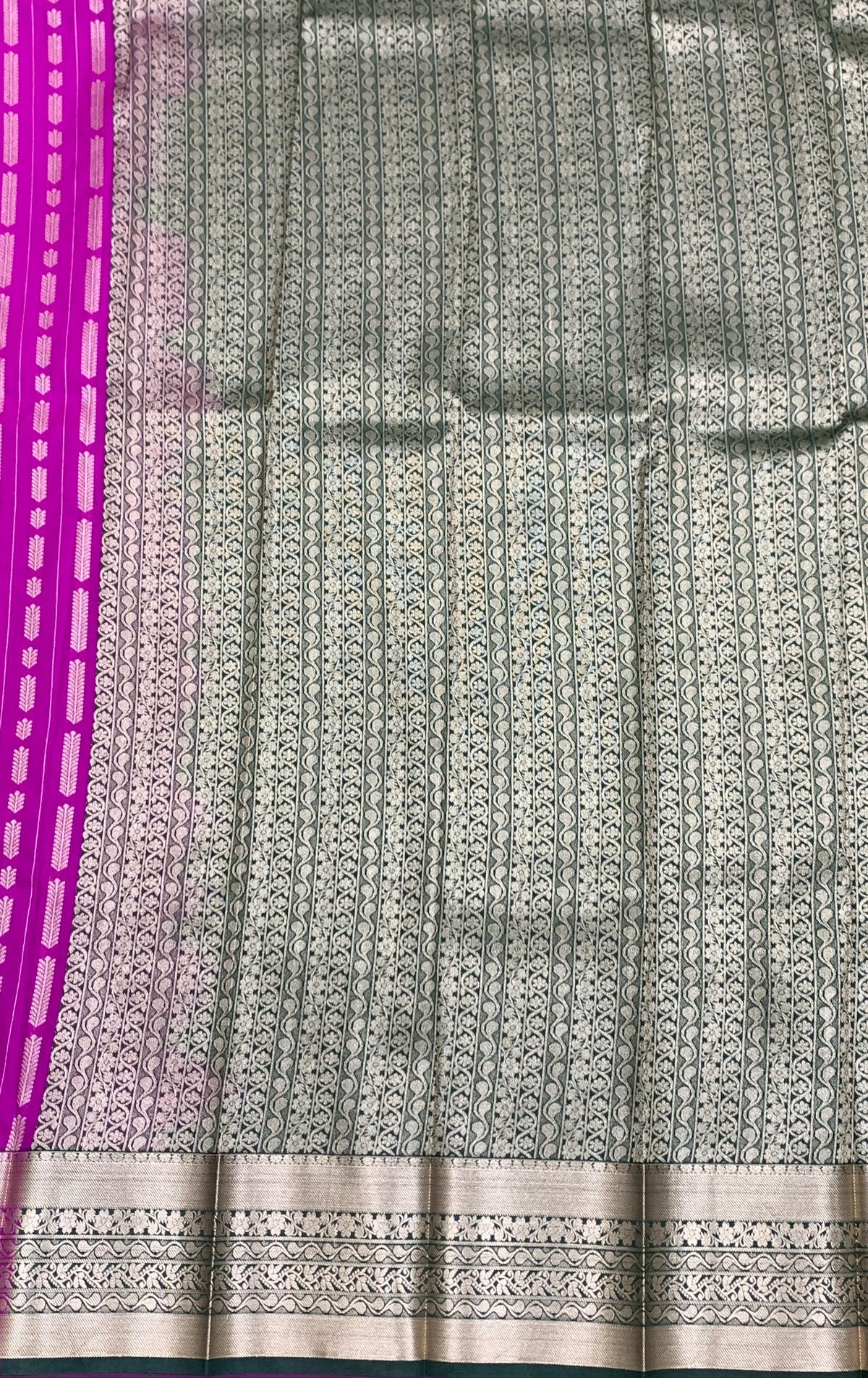 Soft Silk Casual Saree Magenta Colour with Copper Zari Border