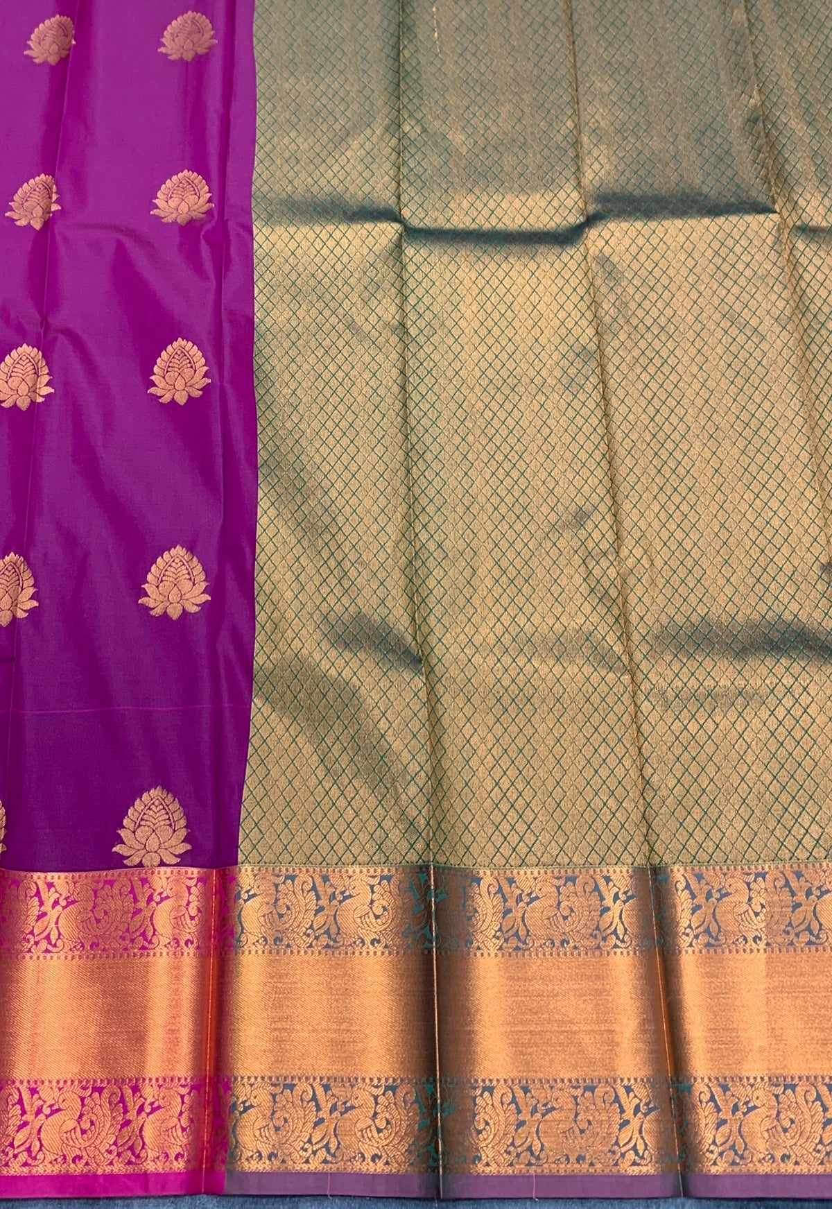 Soft Silk Casual Saree Magenta Colour with Copper Zari Border